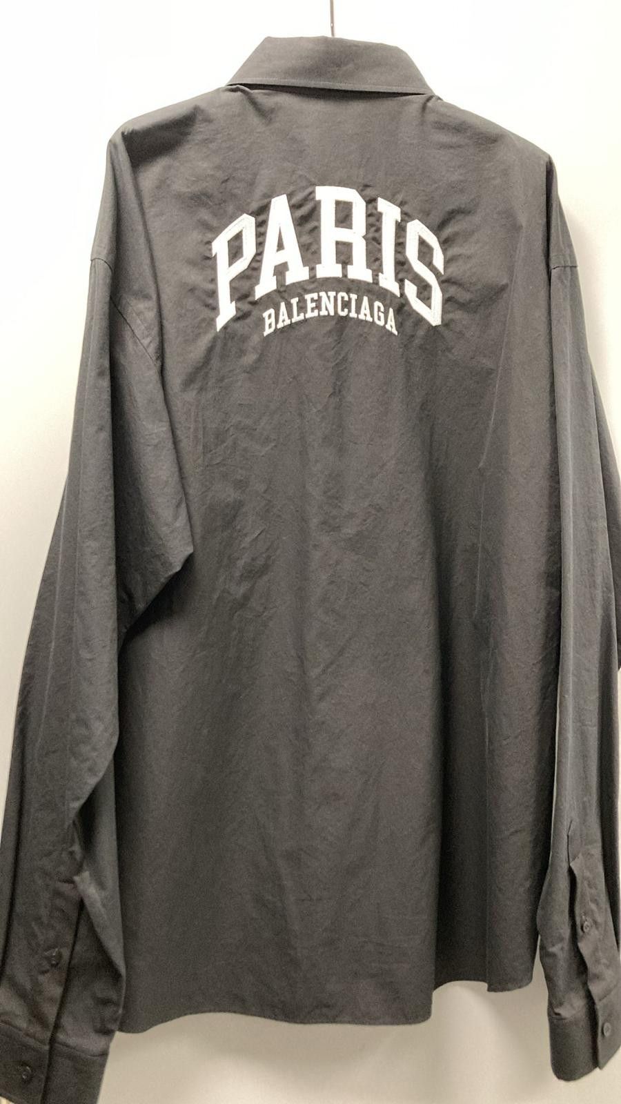 Balenciaga o1la1rc1a1124 Paris Shirt in Black Size US M / EU 48-50 / 2 - 2 Thumbnail