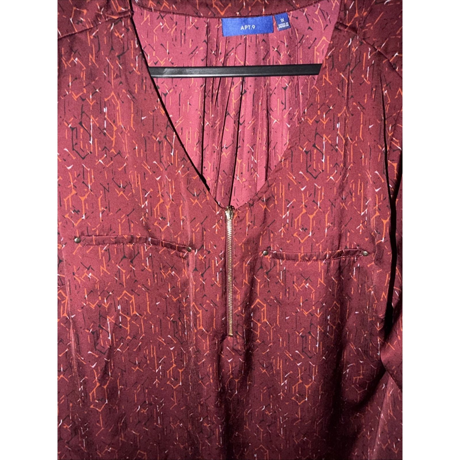 Apt. 9 Apt 9 Blouse Women's XL Burgundy 1/4 Zip Long Sleeve NWT Size XL / US 12-14 / IT 48-50 - 3 Thumbnail