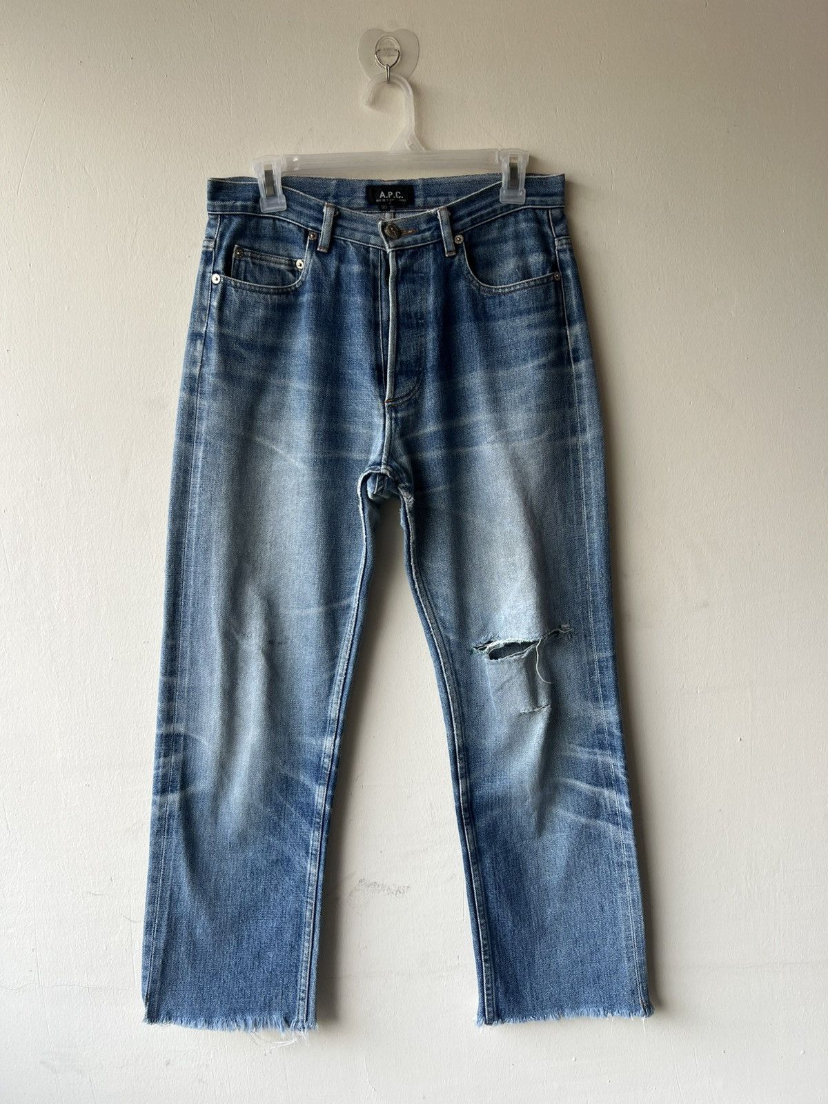 A.P.C. Vintage A.P.C. Distressed Rip Off Leg Denim Selvedge Jeans Size US 30 / EU 46 - 2 Thumbnail