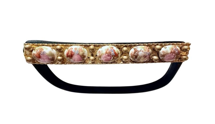 Other French 1950s Black Corded Handbag with Porcelain Cameo Clasp Size ONE SIZE - 6 Thumbnail