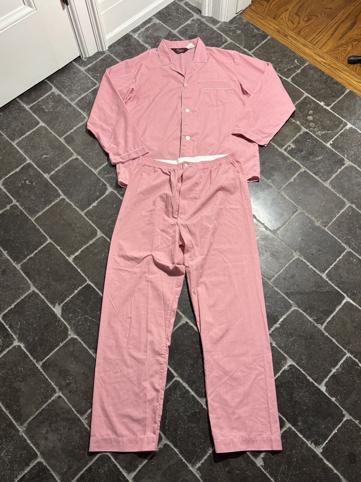 Vintage Vintage Pajamas Set 80s Pyjamas Matching Two Piece Suit Pink Size US 34 / EU 50 - 2 Thumbnail
