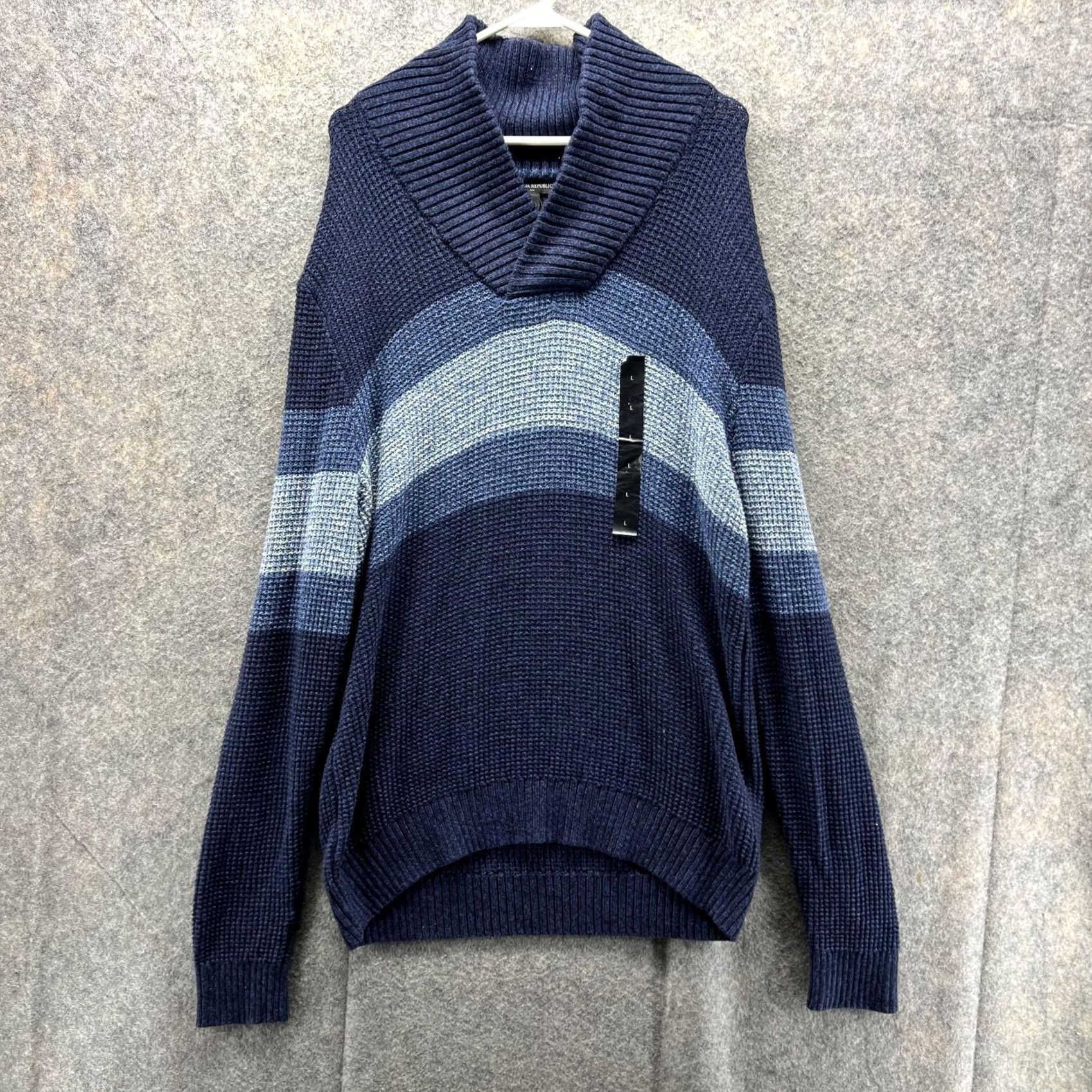 Banana Republic VINTAGE Banana Republic Sweater Women's Large Blue Pullover Fleece Cotton Cowl Mock Neck Logo Knit Shirt/ Sweater Size L / US 10 / IT 46 - 2 Thumbnail