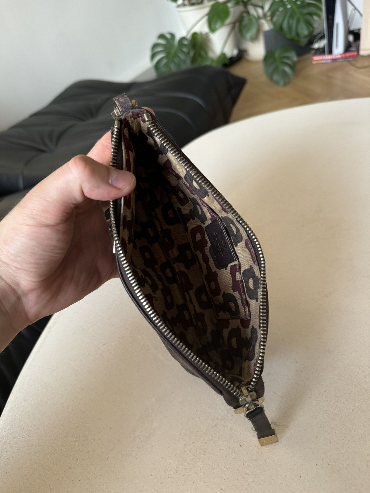 Gucci Vintage Monogram Gucci Clutch Bag Brown Leather Designer Size ONE SIZE - 10 Thumbnail
