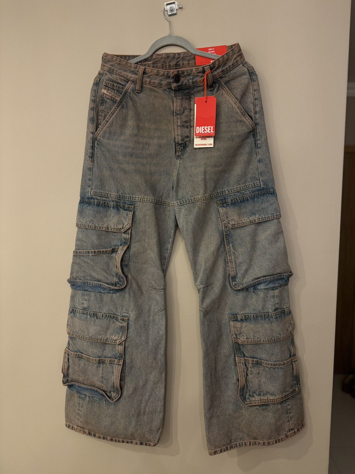 Diesel Diesel cargo pants jeans multi pocket rare vintage style new Size 26" / US 2 / IT 38 - 2 Thumbnail