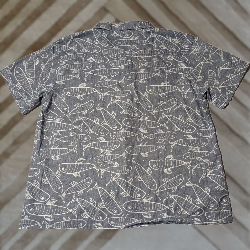 Paradise Barefoot In Paradise Men Button-Up Shirt XL Blue FISH AOP Cardigan? Size US XL / EU 56 / 4 - 1 Thumbnail