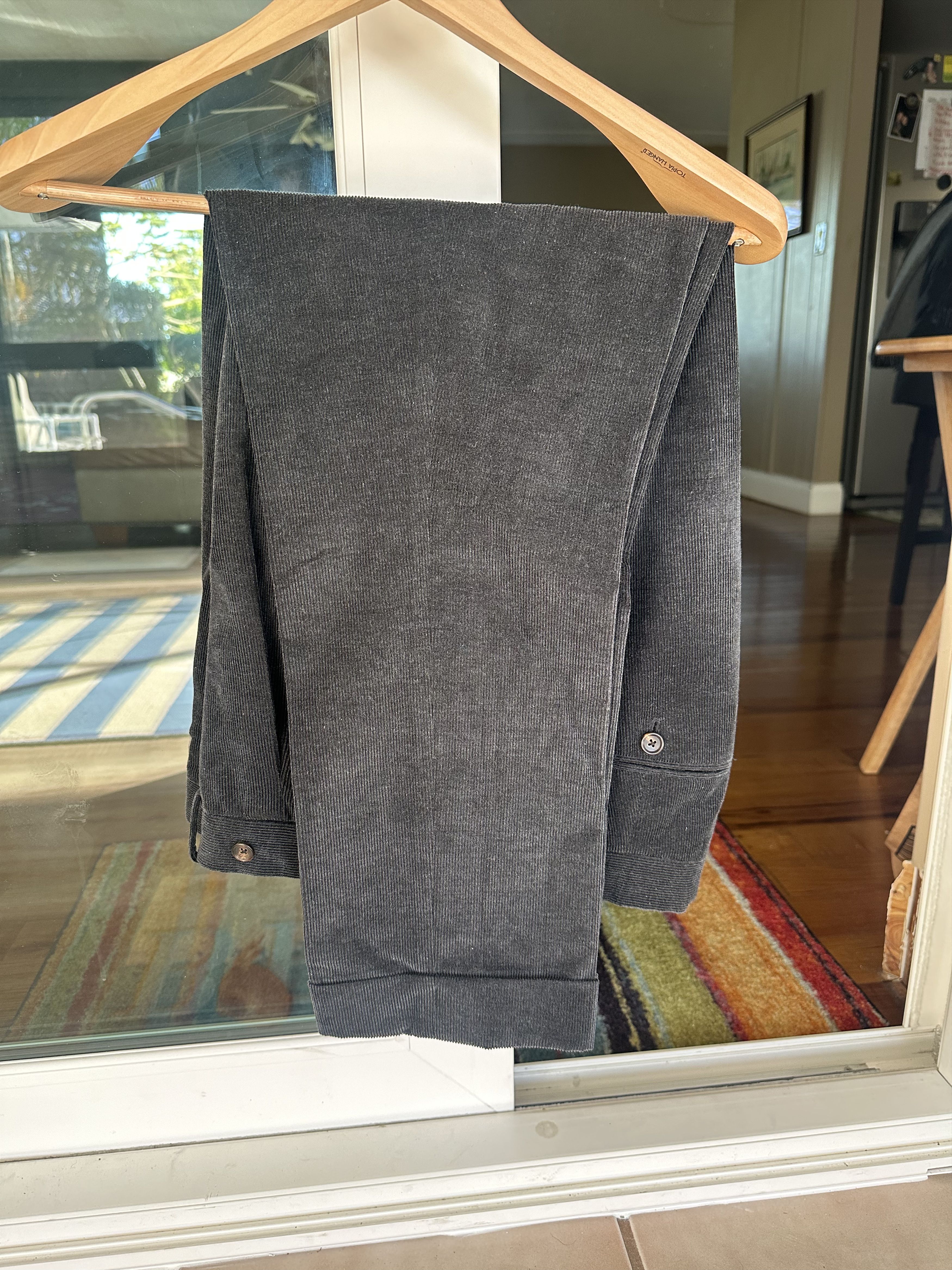 Anglo-Italian Anglo-Italian Double Breasted Corduroy Charcoal Suit IT48 Size 38R - 4 Thumbnail