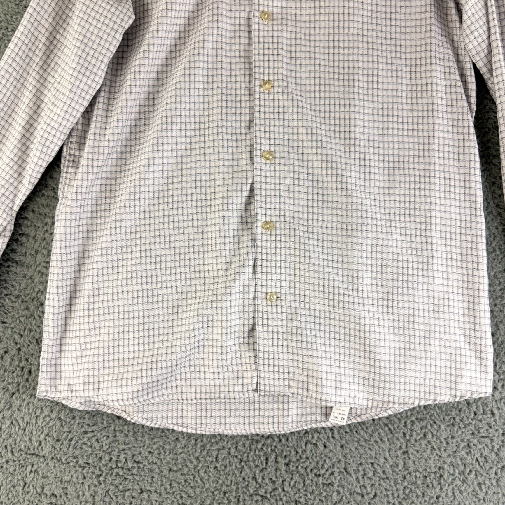 Eton Eton Button-Up Shirt Mens Large White Check Print Contemporary Fit Long Sleeve Size US L / EU 52-54 / 3 - 5 Thumbnail