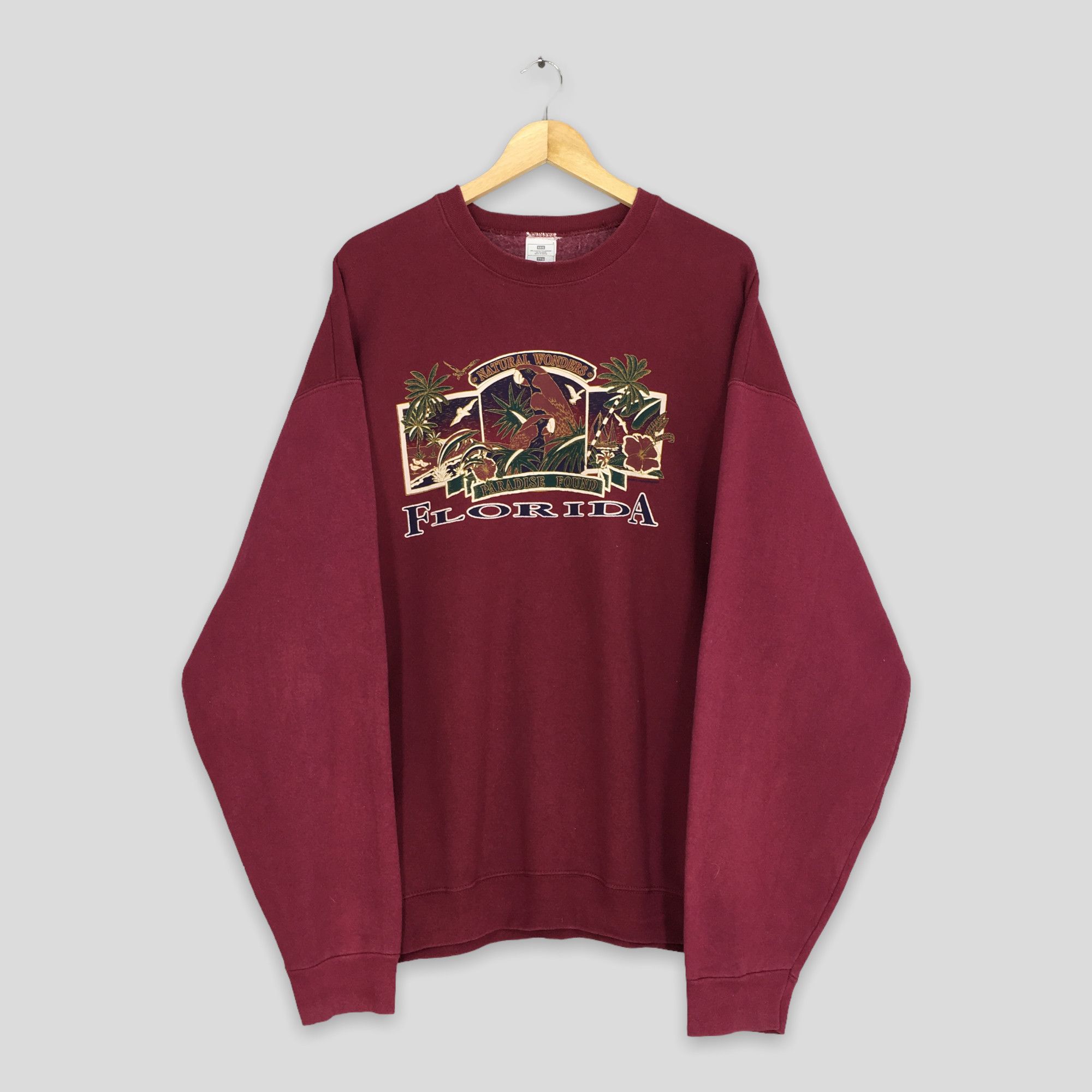 Paradise Vintage 90s Paradise Found Florida Red Sweatshirts Oversize Size US XXL / EU 58 / 5 - 1 Thumbnail