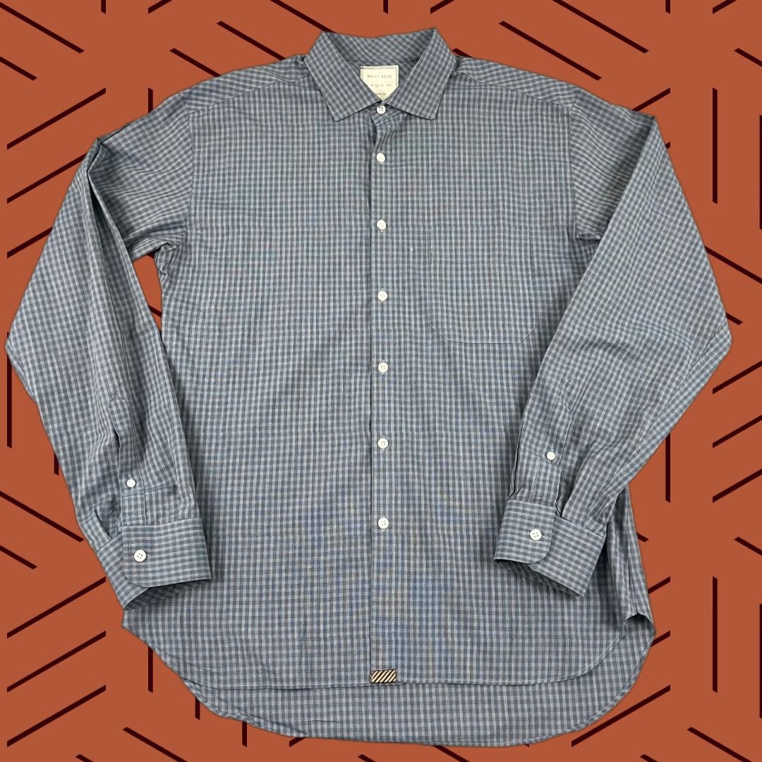 Billy Reid Billy Reid Shirt Mens Large Blue Gray Check Button-Up Long Sleeve Cotton Size US L / EU 52-54 / 3 - 1 Thumbnail