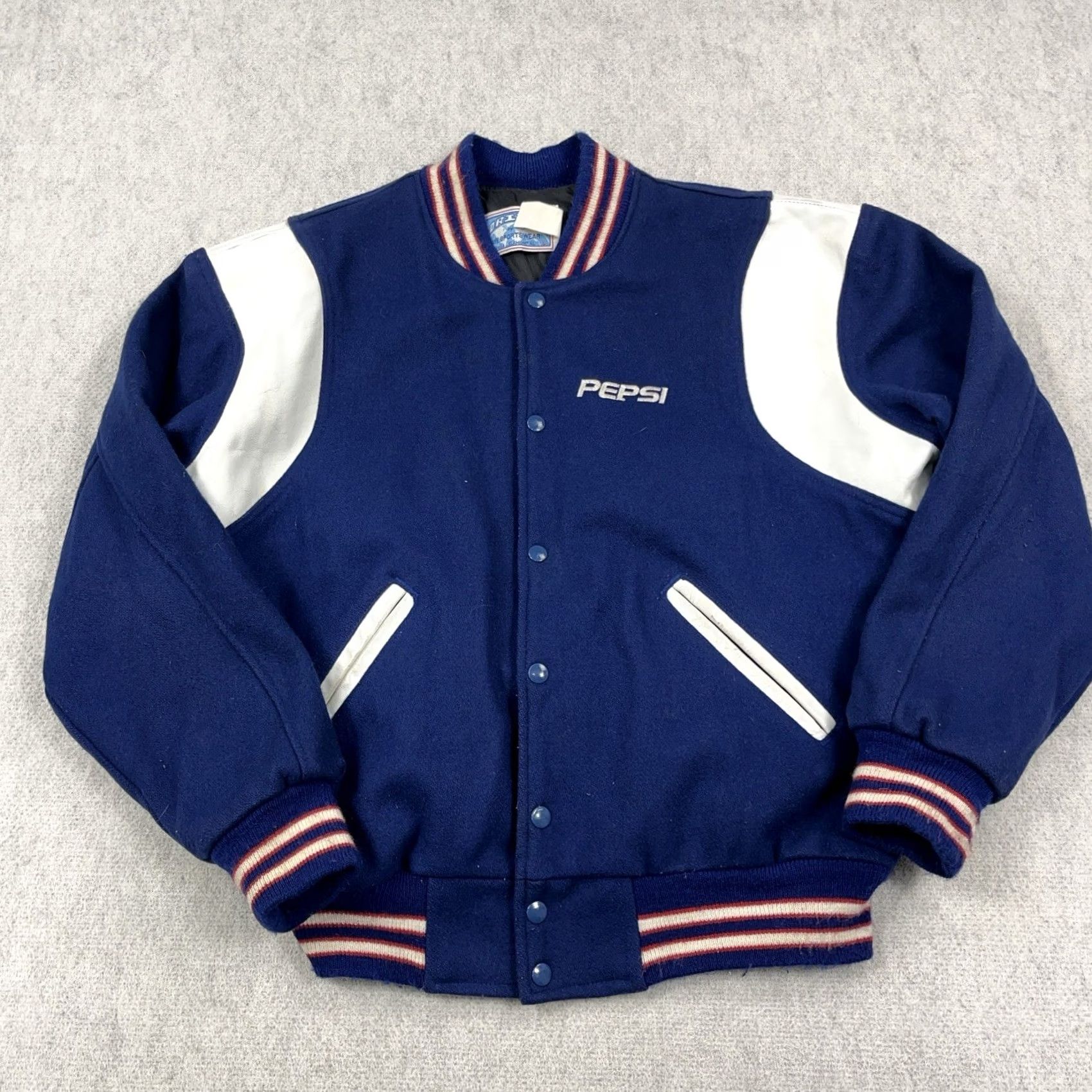 Vintage VINTAGE Pepsi Bomber Jacket Mens L Blue Wool Snap Horizon 90s Embroidered Fashion Casual Mens Size US L / EU 52-54 / 3 - 3 Thumbnail