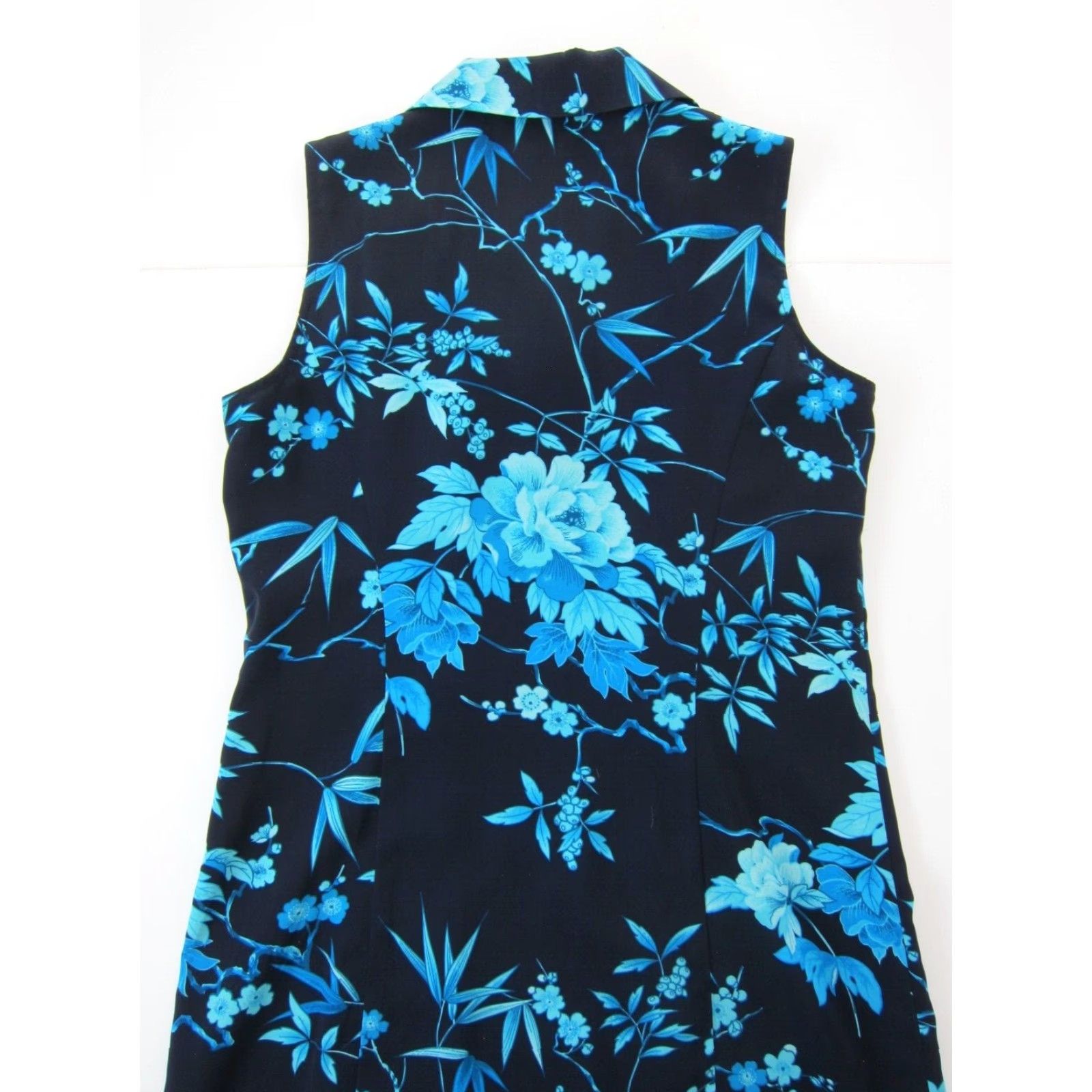 Vintage VINTAGE Studio I Blue Floral Button Down Collared Sleeveless Long Maxi Dress 8P Size M / US 6-8 / IT 42-44 - 5 Thumbnail