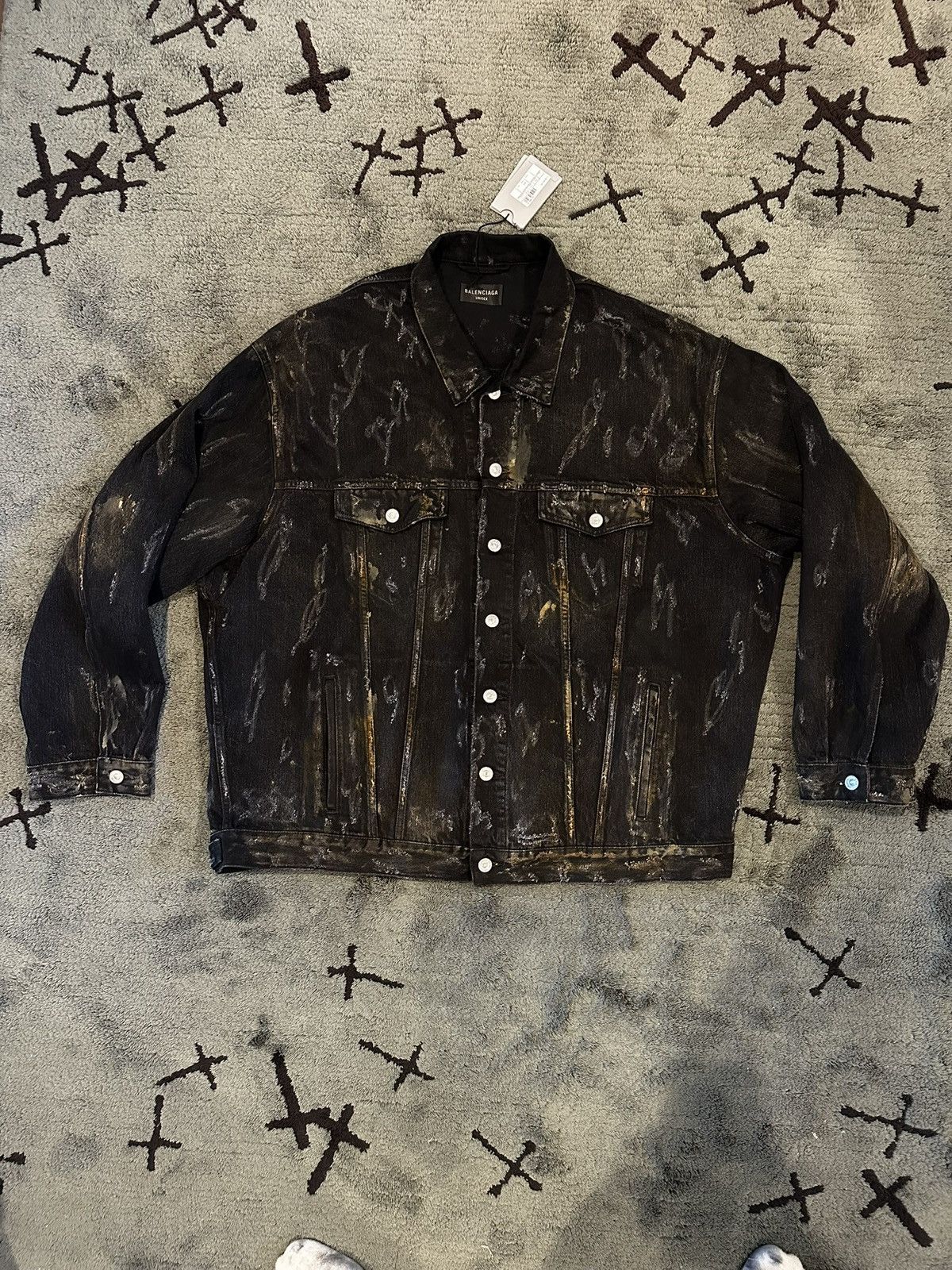 Balenciaga Balenciaga “Mud Show” Thrashed Oversized Black Denim jacket Size US XL / EU 56 / 4 - 1 Thumbnail