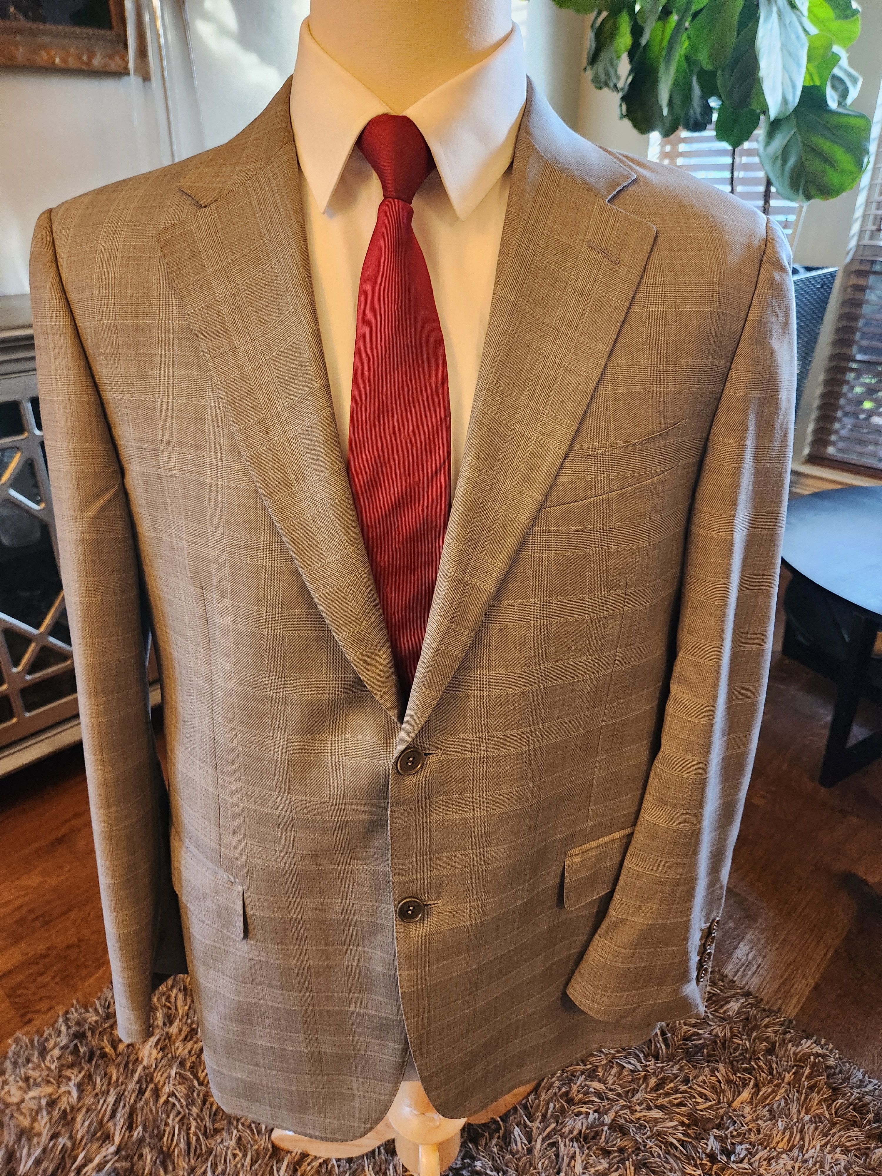 Canali Men's 100% Wool Gray Glen Plaid Blazer Size 44R - 1 Thumbnail