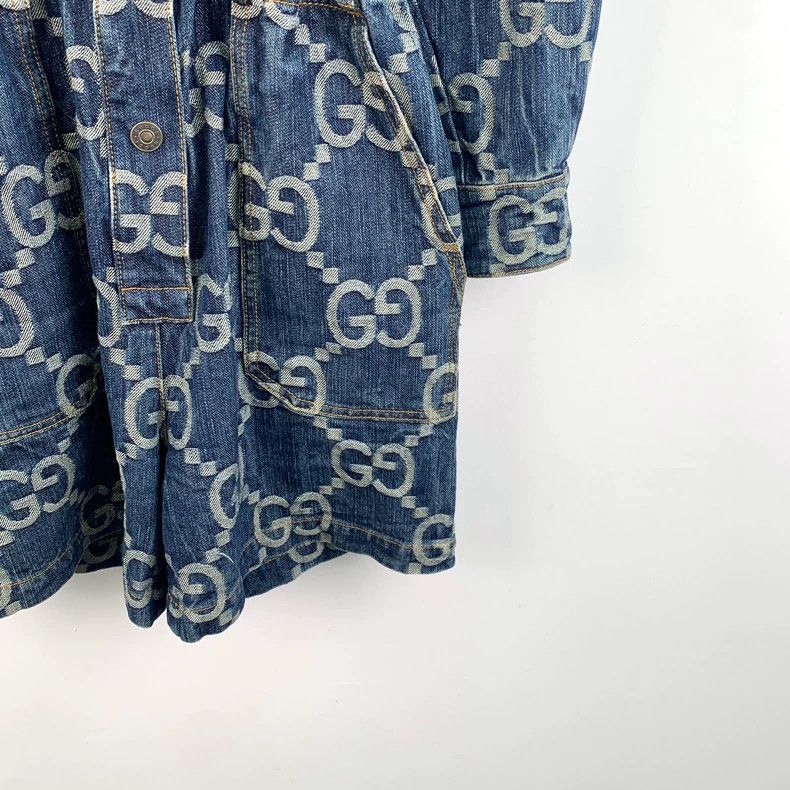 Gucci Gucci Blue logo jacquard full-print cotton lapel long-slee Size 25" / US 0 / IT 36 - 5 Thumbnail