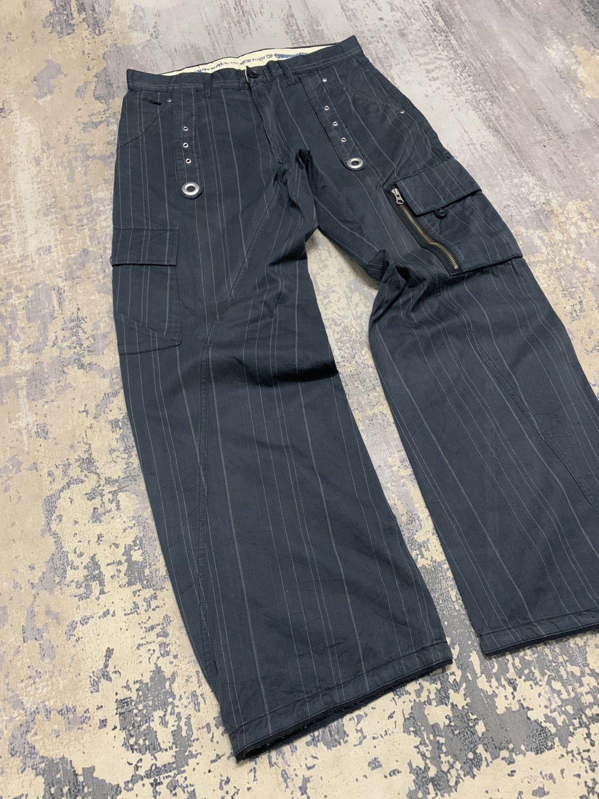 PPFM Archival PPFM Pinstripe Baggy Parachute Cargo Pants Grommet Size US 32 / EU 48 - 1 Thumbnail