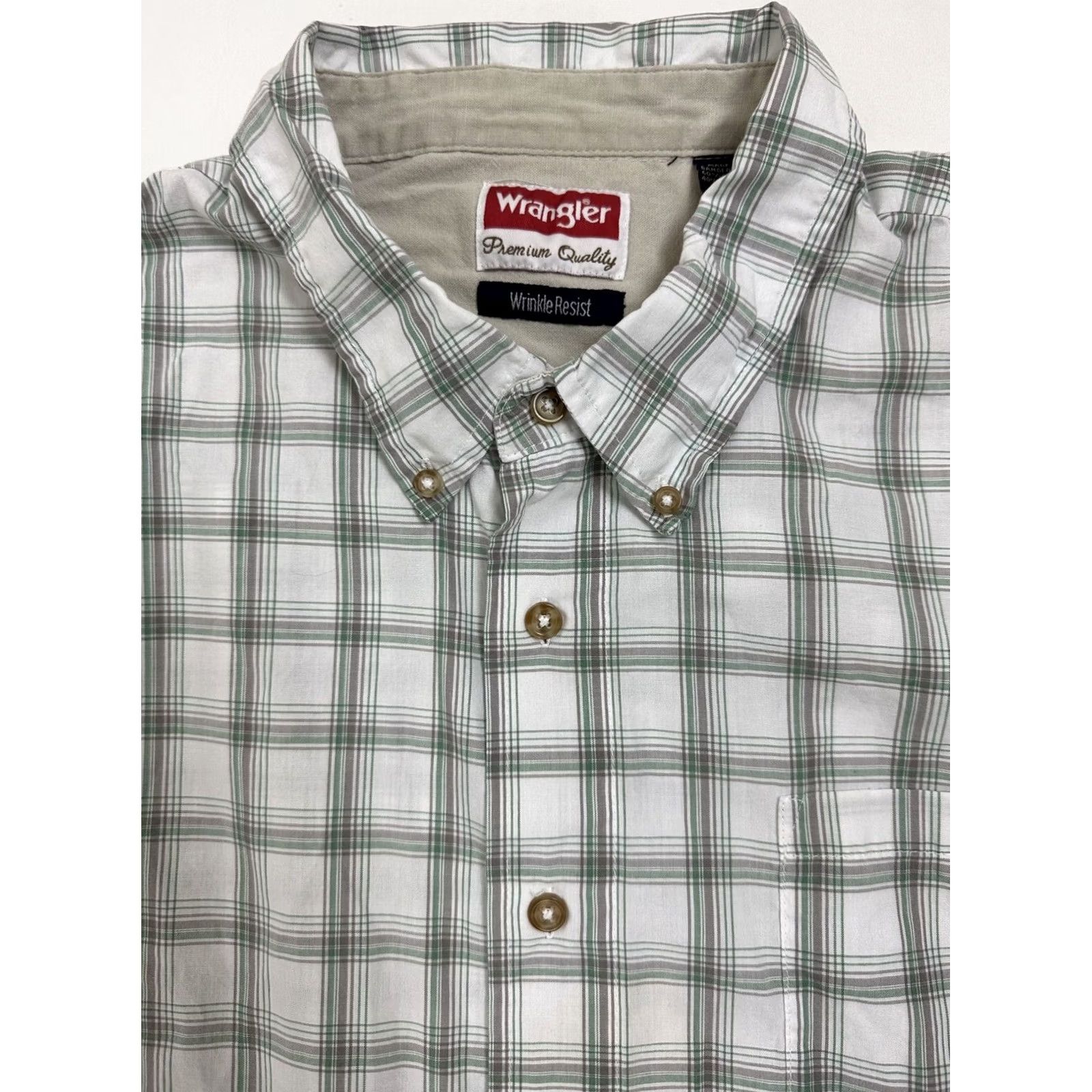 Wrangler Wrangler Shirt Men 2XL Button-Up Plaid Short Sleeve Wrinkle-Resistant Casual Work Shirt White Size US XXL / EU 58 / 5 - 2 Thumbnail