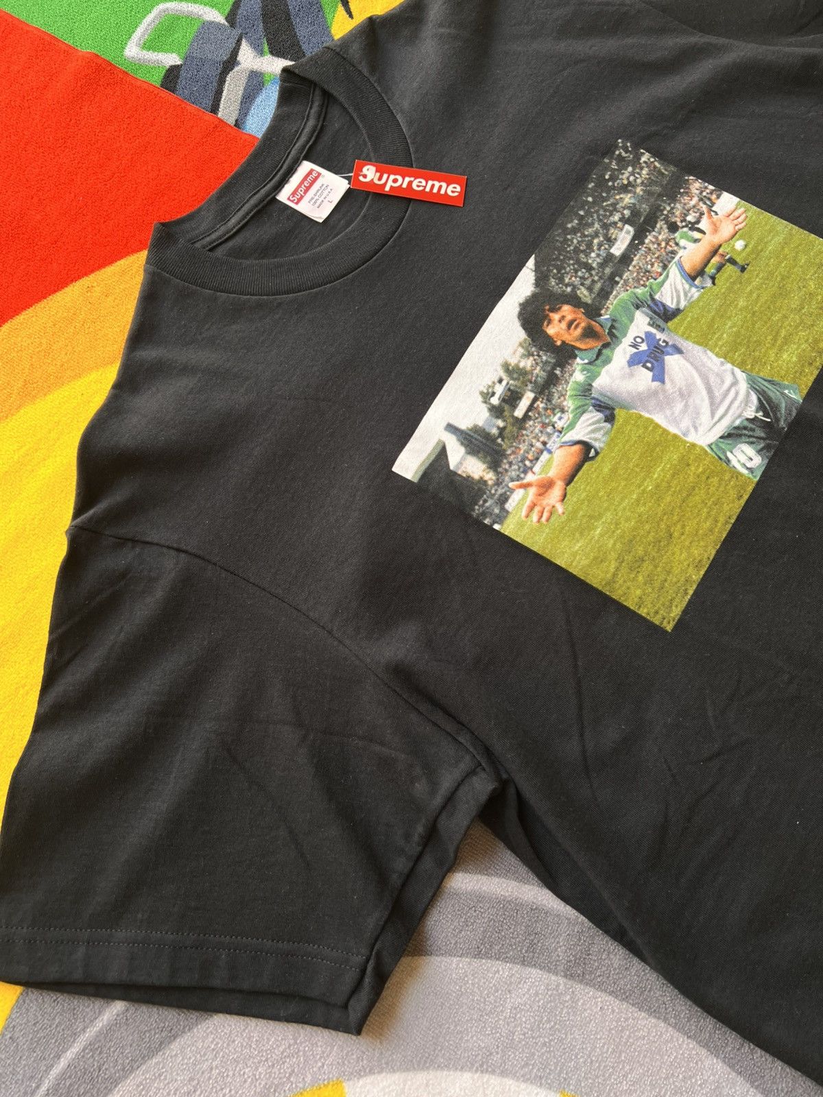 Supreme L Supreme Maradona Tee black T-shirt football diego no drugs Size US L / EU 52-54 / 3 - 14 Thumbnail