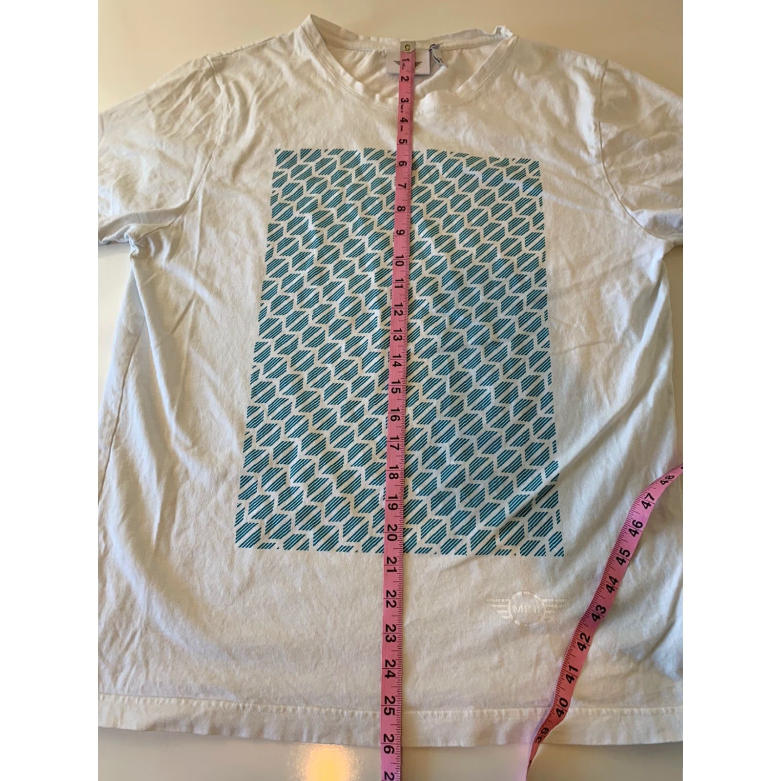 Vintage MINI Geometric T-Shirt Mens Size L White Green Short Sleeve Shirt Size US L / EU 52-54 / 3 - 6 Thumbnail