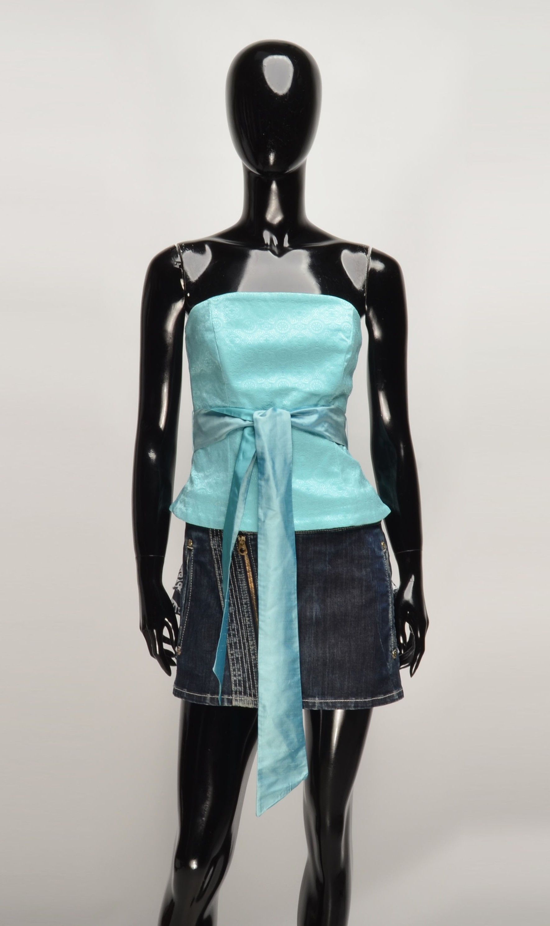 Vintage Vintage Coast Y2K Stunning Silk Belt Blue Corset Top Size M / US 6-8 / IT 42-44 - 1 Thumbnail