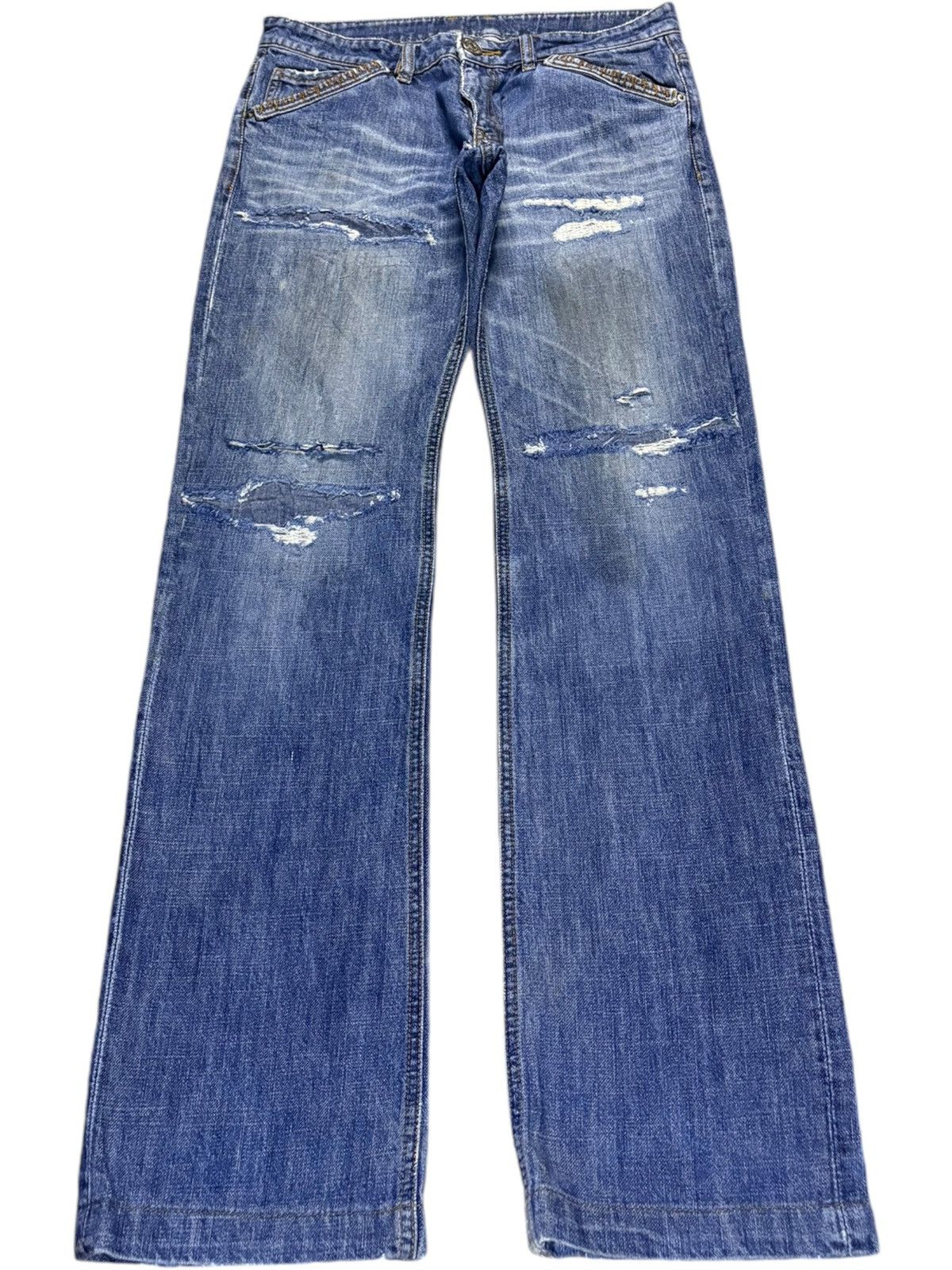 Japanese Brand Vintage Japanese Brand Grunge Wash Distressed Loose Jeans Size US 32 / EU 48 - 1 Thumbnail