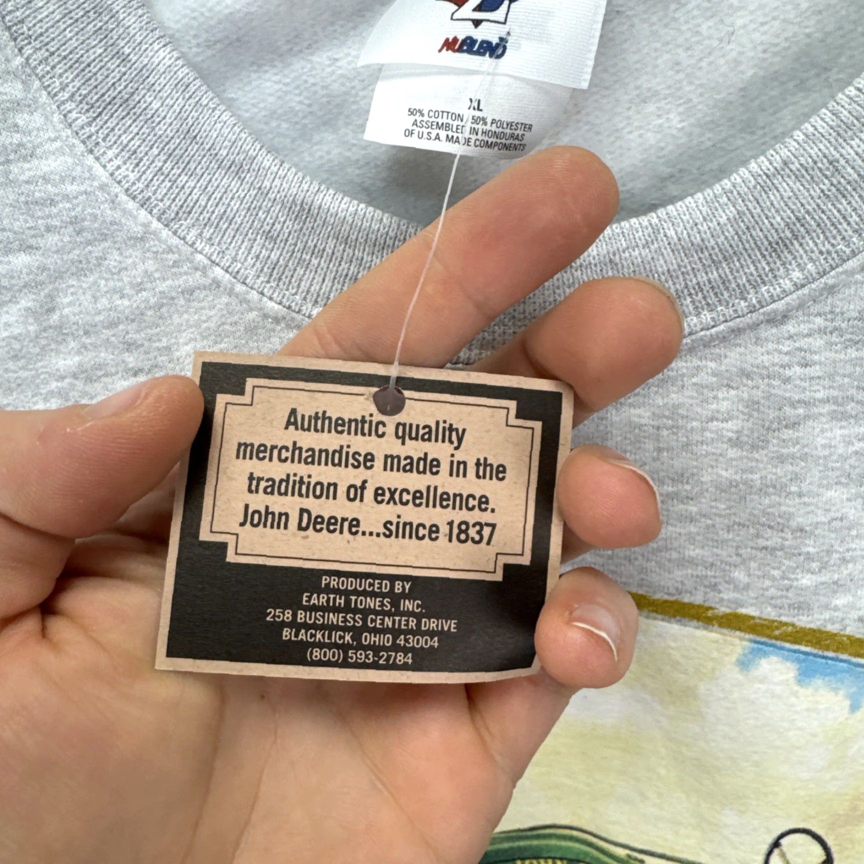 Jerzees VINTAGE John Deere Sweatshirt Mens XL Gray Graphic Print Tractor Crewneck Jerzees Size US XL / EU 56 / 4 - 5 Thumbnail