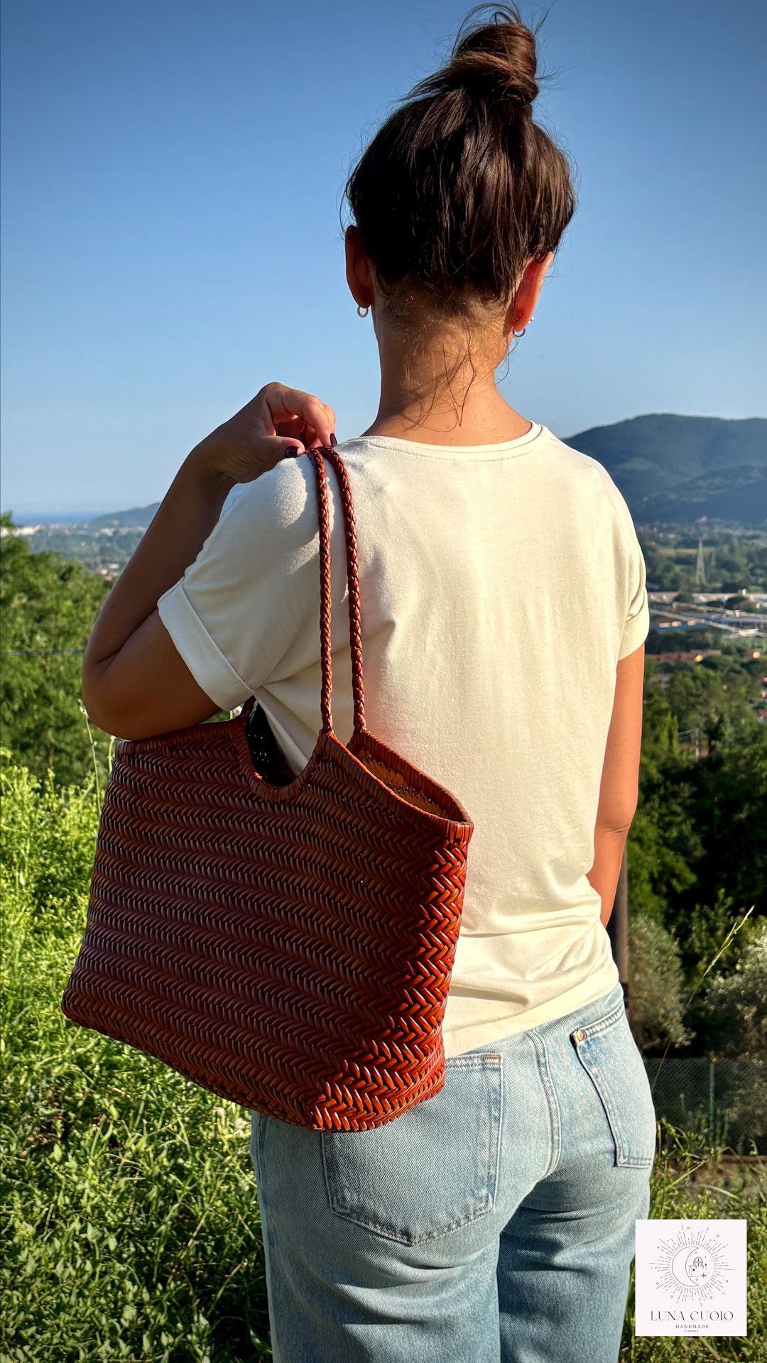Vera Pelle Handmade Cowhide Leather Tote Bag – Woven Shoulder Bag Size ONE SIZE - 3 Thumbnail
