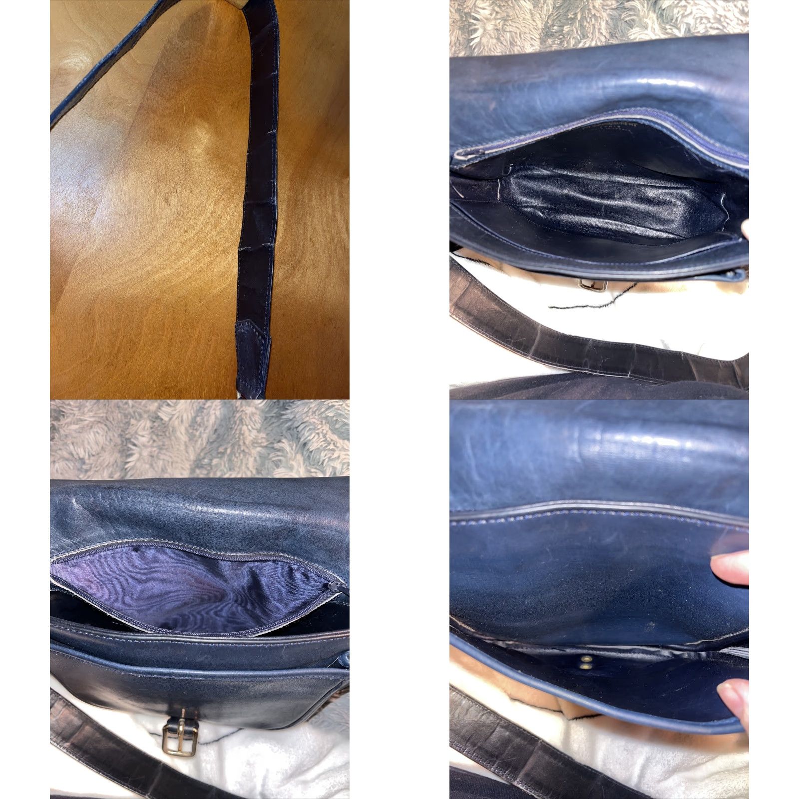 Yves Saint Laurent VINTAGE Yves Saint Laurent Dark Blue Leather Purse Made In Paris Satchel/Top Handle Bag Women Medium Size ONE SIZE - 8 Thumbnail