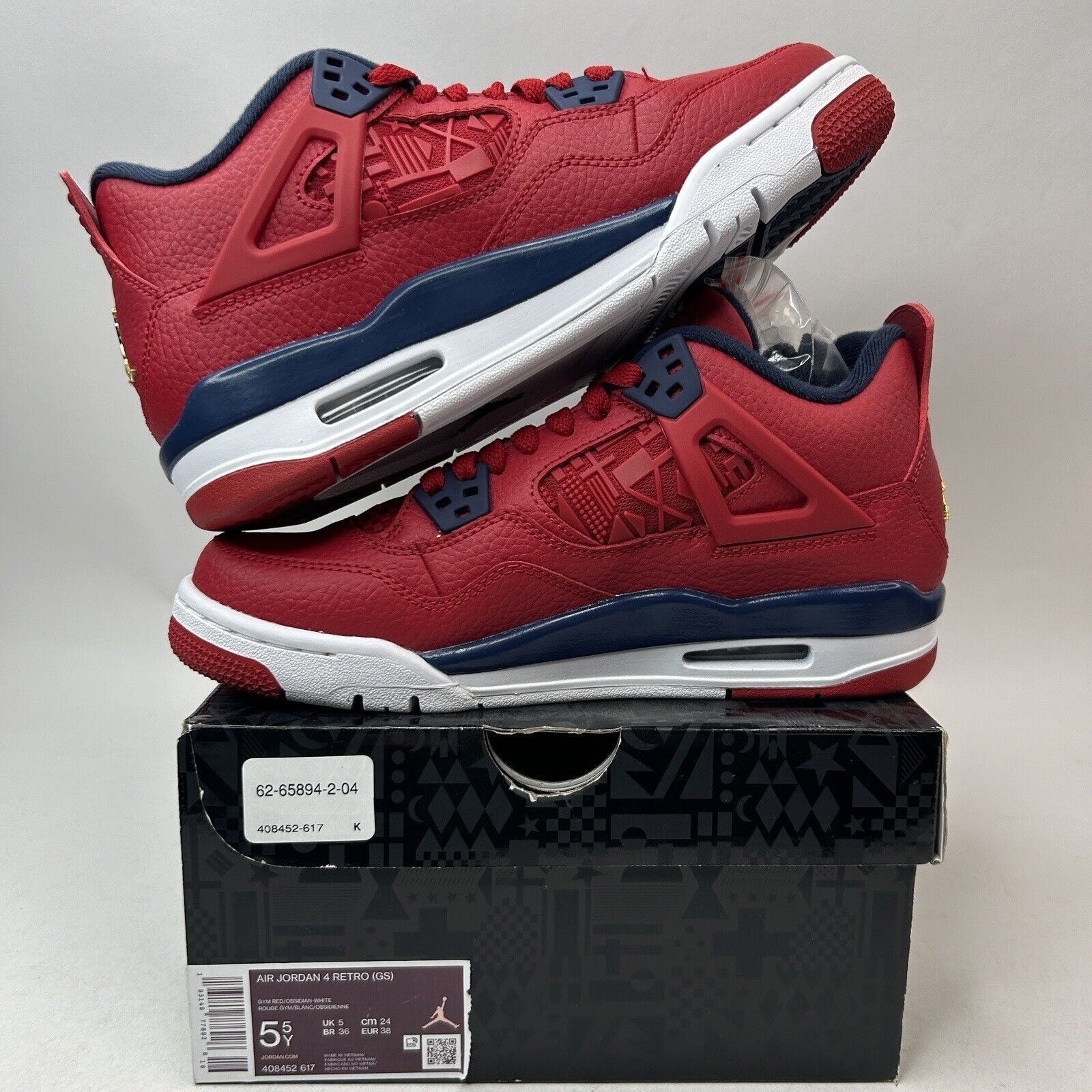 Nike Nike Air Jordan 4 Retro GS “FIBA/Gym Red” 2023 Size US 7 / IT 37 - 3 Thumbnail