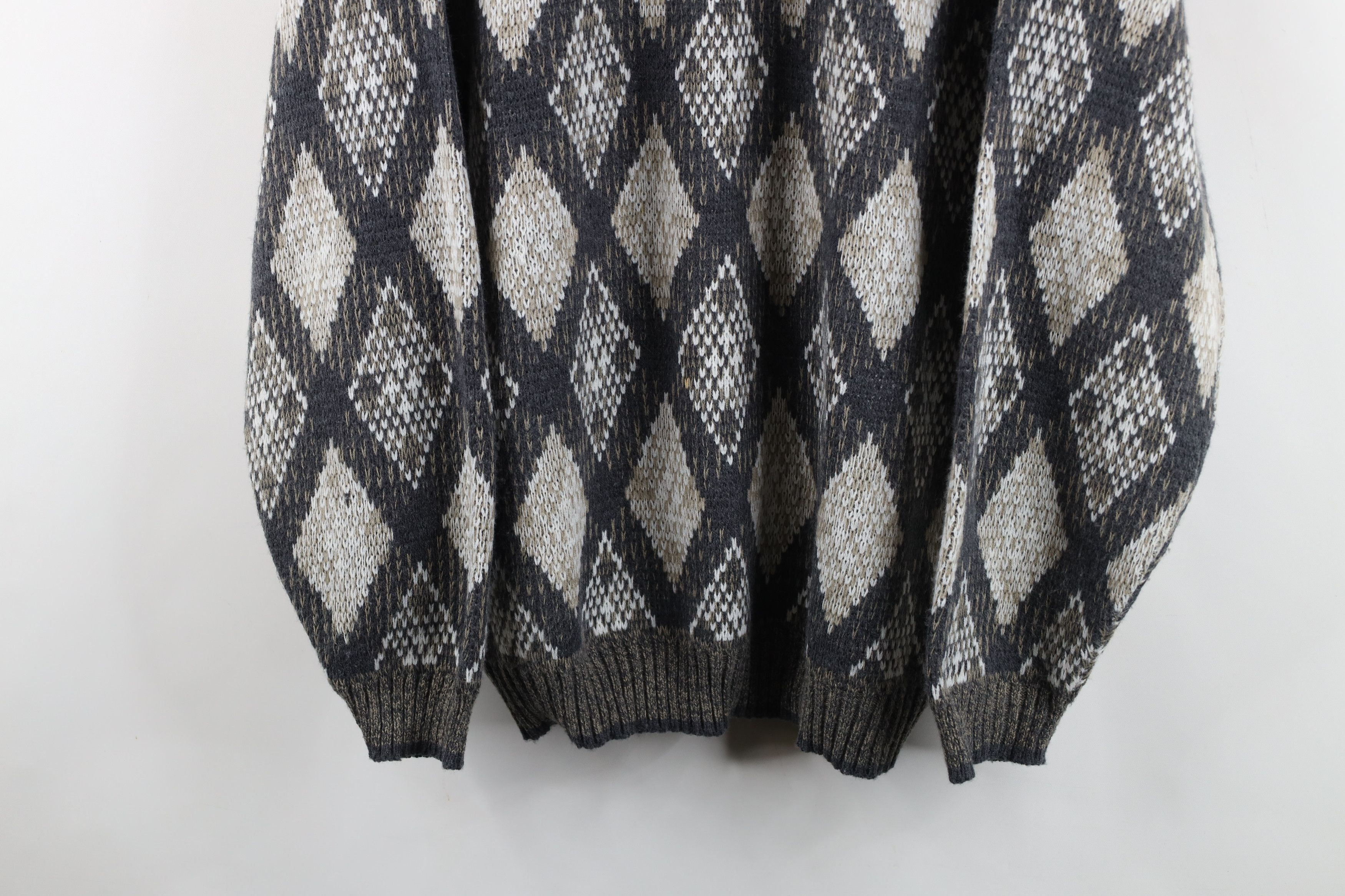 Vintage Vintage 90s Streetwear Argyle Diamond Knit Collared Sweater Size US XXL / EU 58 / 5 - 3 Thumbnail