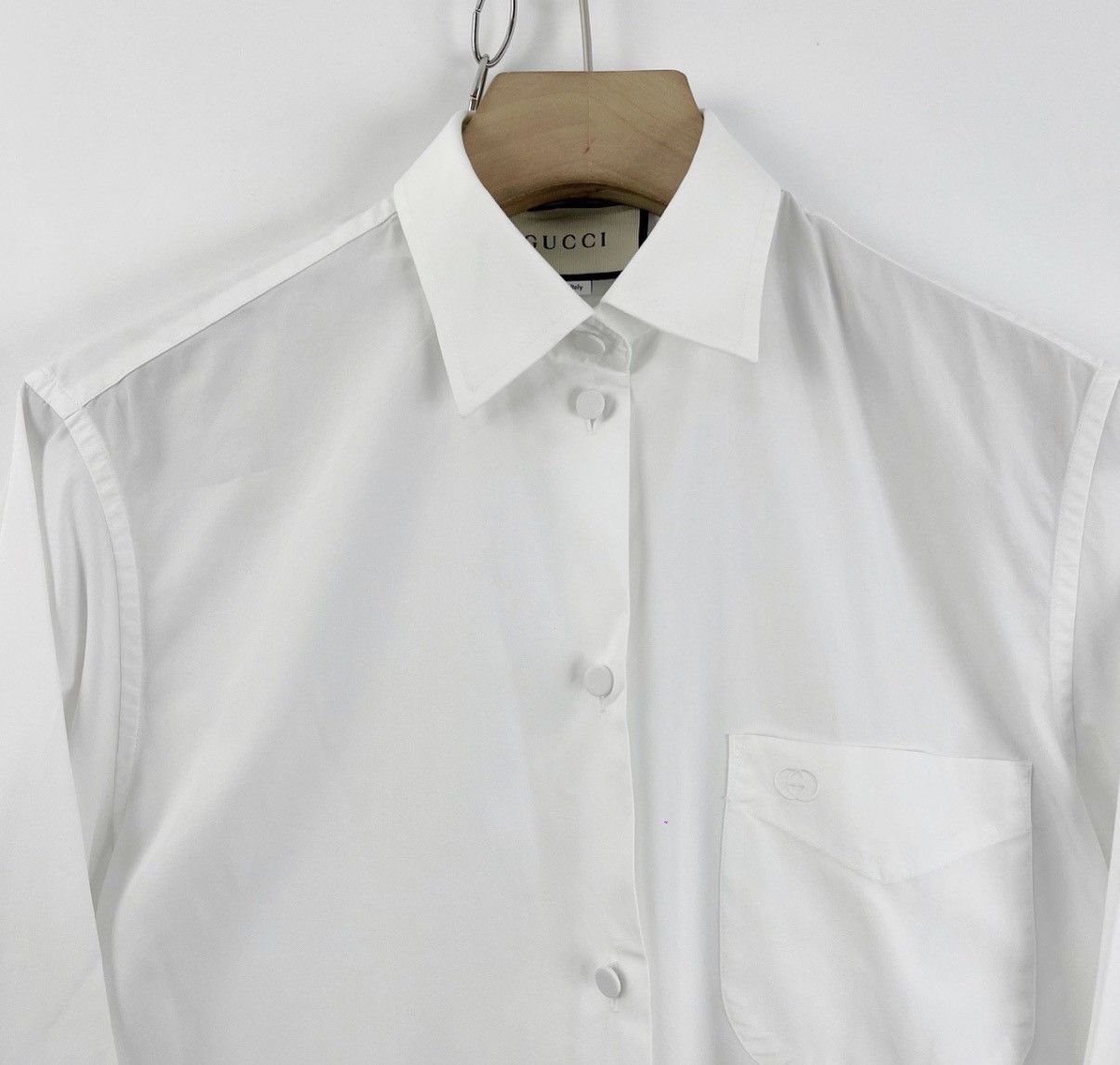 Gucci Gucci/Pocket Double G Embroidered Long Sleeve Shirt K12 Size XS / US 0-2 / IT 36-38 - 4 Thumbnail
