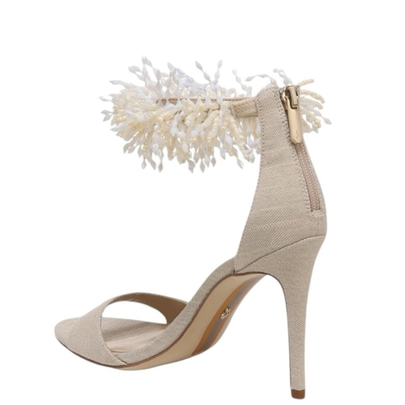 Sam Edelman Sam Edelman Gillie Sand Linen Beaded Heels Womens Size 8 Size US 8 / IT 38 - 5 Thumbnail