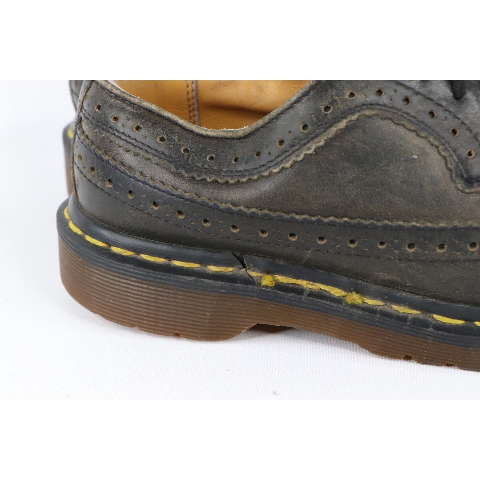 Dr. Martens × Vintage Vintage 90s Dr Martens Goth Distressed Leather Wingtip Shoes Size US 5 / IT 35 - 5 Thumbnail