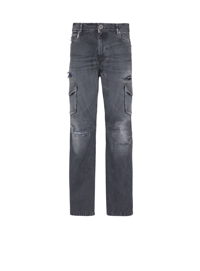 Balmain o1y0426 Cargo Denim Pant in Dark Gray Size US 31 - 1 Thumbnail
