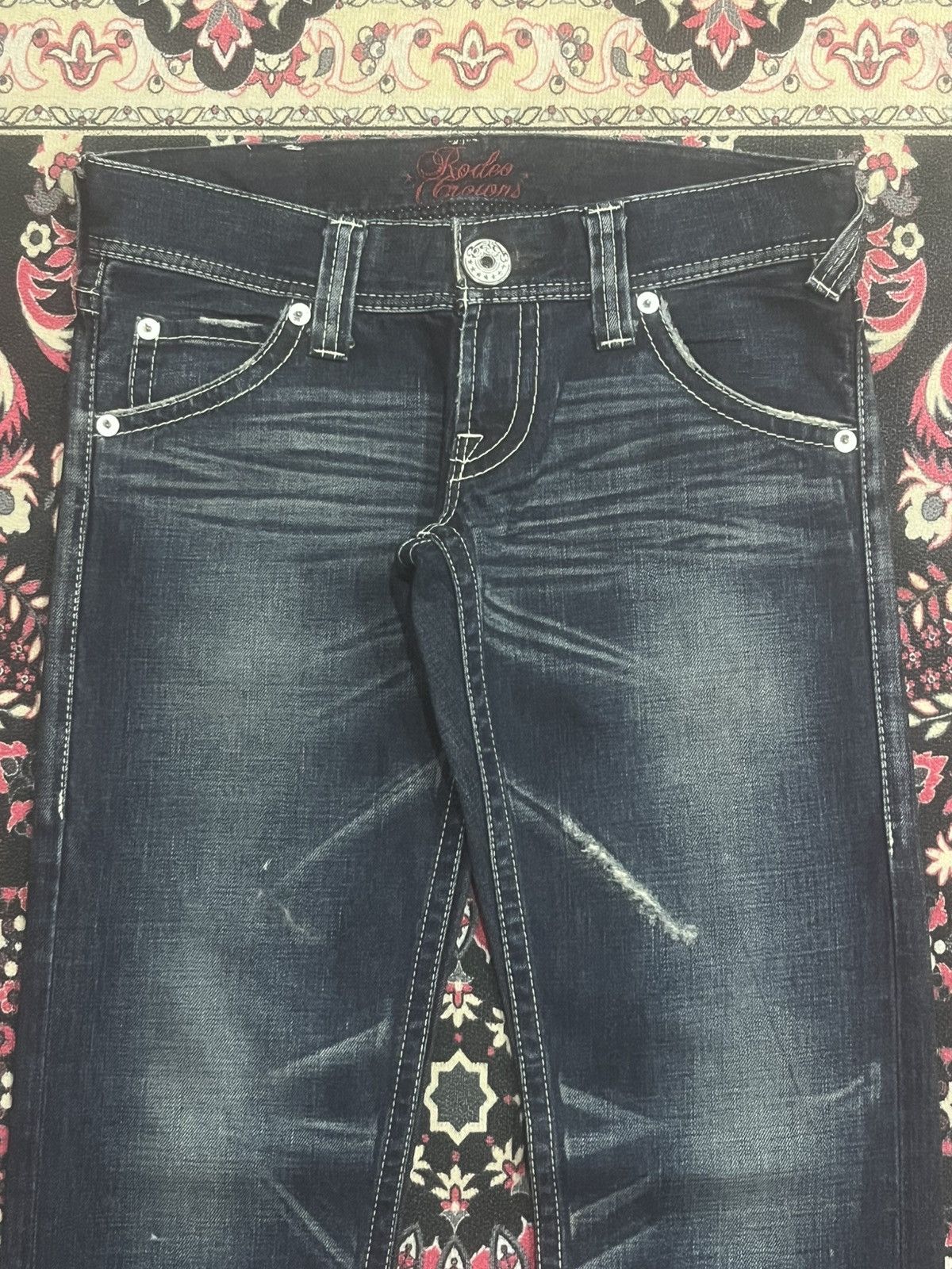 Japanese Brand Japanese Brand Rodeo Crowns Dark Whisker Washed Flare Jeans Size 27" / US 4 / IT 40 - 4 Thumbnail