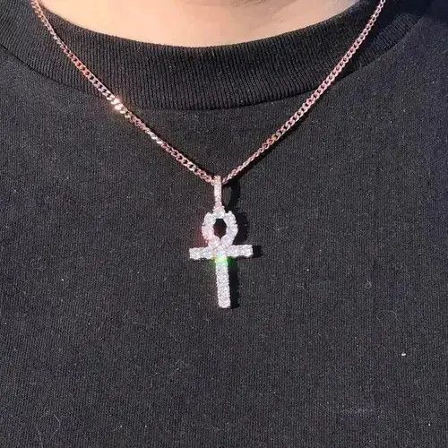 Other Rose Gold Diamond Ankh Cross Pendant Necklace Size ONE SIZE - 4 Thumbnail