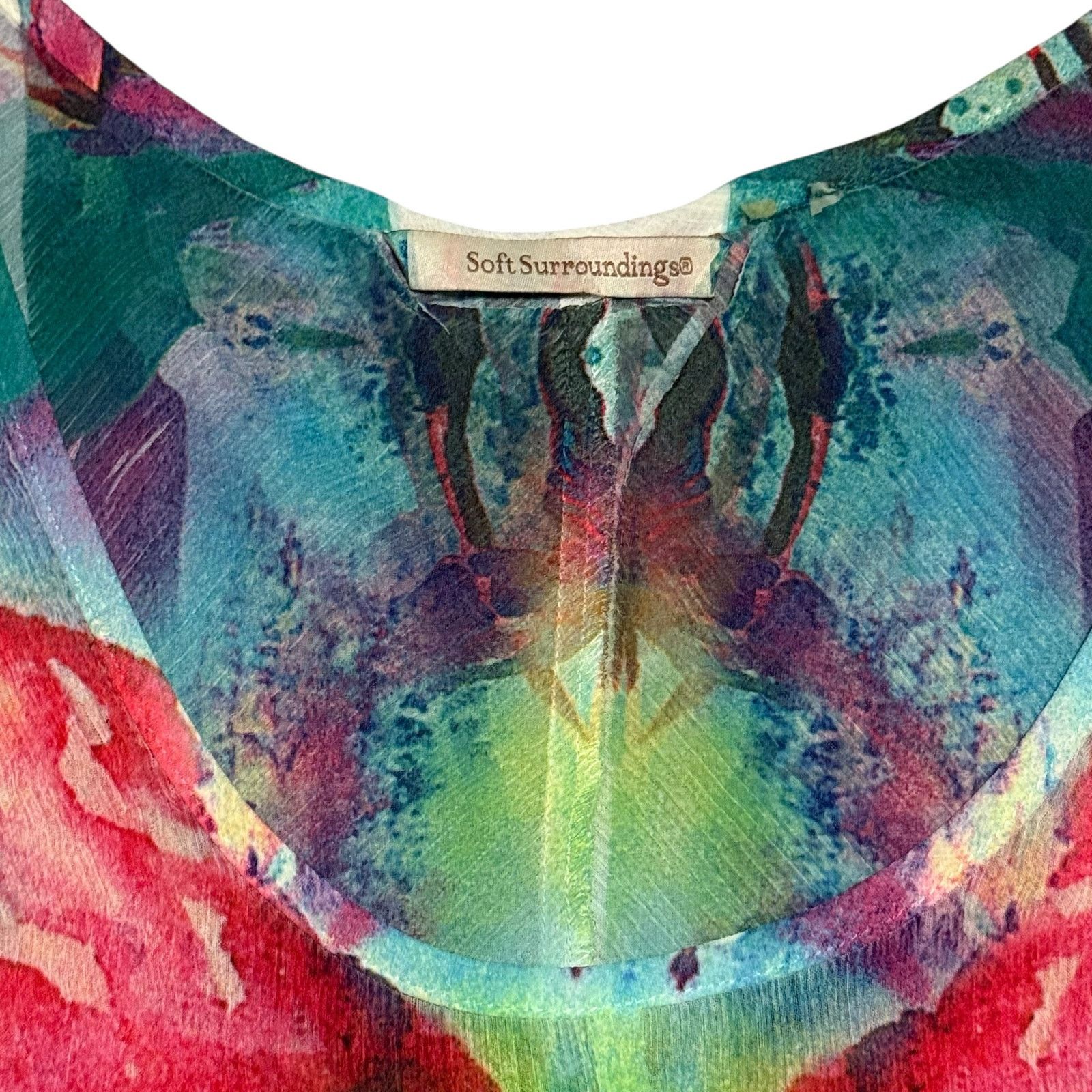 Other Soft Surroundings Waterflower Sheer Tank Top Sharkbite Hem Size M / US 6-8 / IT 42-44 - 3 Thumbnail