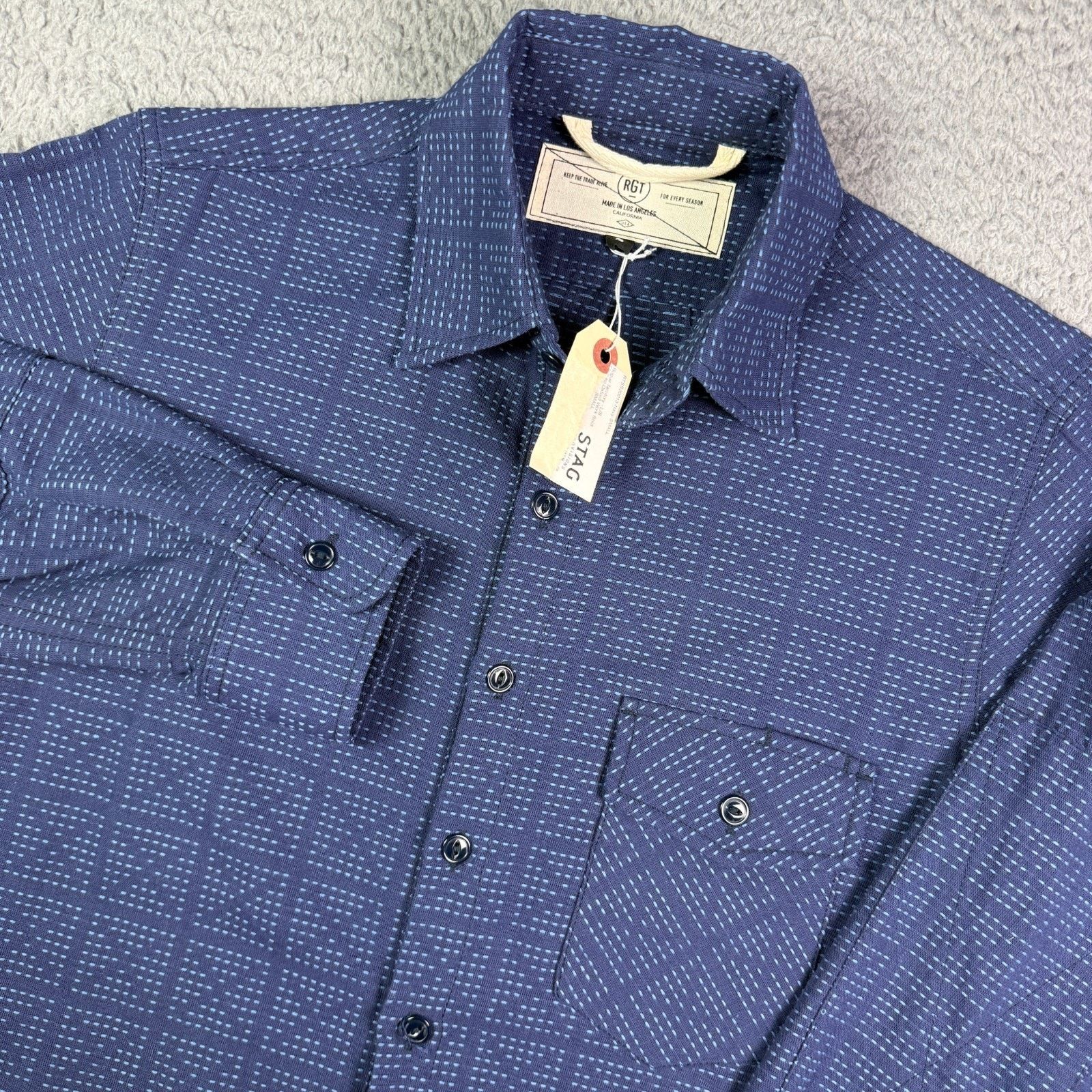 Rogue Territory Rogue Territory Sashiko Oxford Work Shirt Mens S Blue USA Size US S / EU 44-46 / 1 - 1 Thumbnail