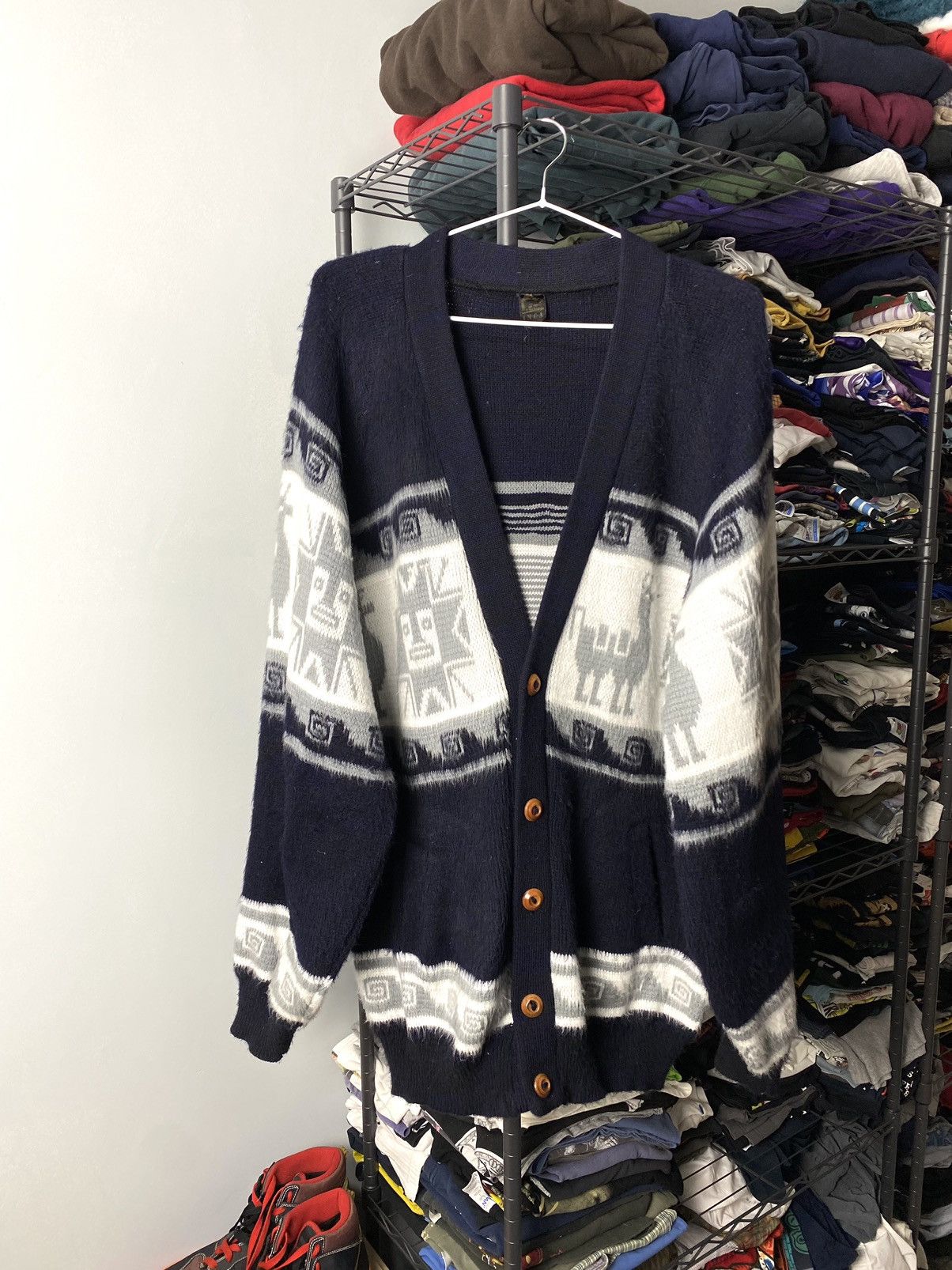 Japanese Brand Vintage 1990’s Inca Artesanias Cardigan Sweater Aztec Wool Size US L / EU 52-54 / 3 - 1 Thumbnail