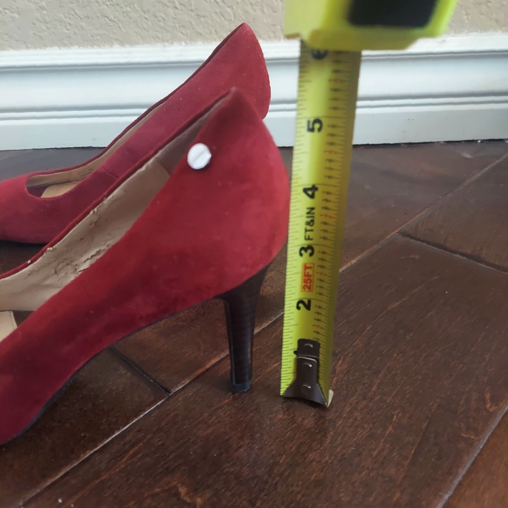 Calvin Klein Calvin Klein Women's Pump - Heel - Peep Toe - Red - Suede - Size 6M - Shoes Size US 6 / IT 36 - 7 Thumbnail