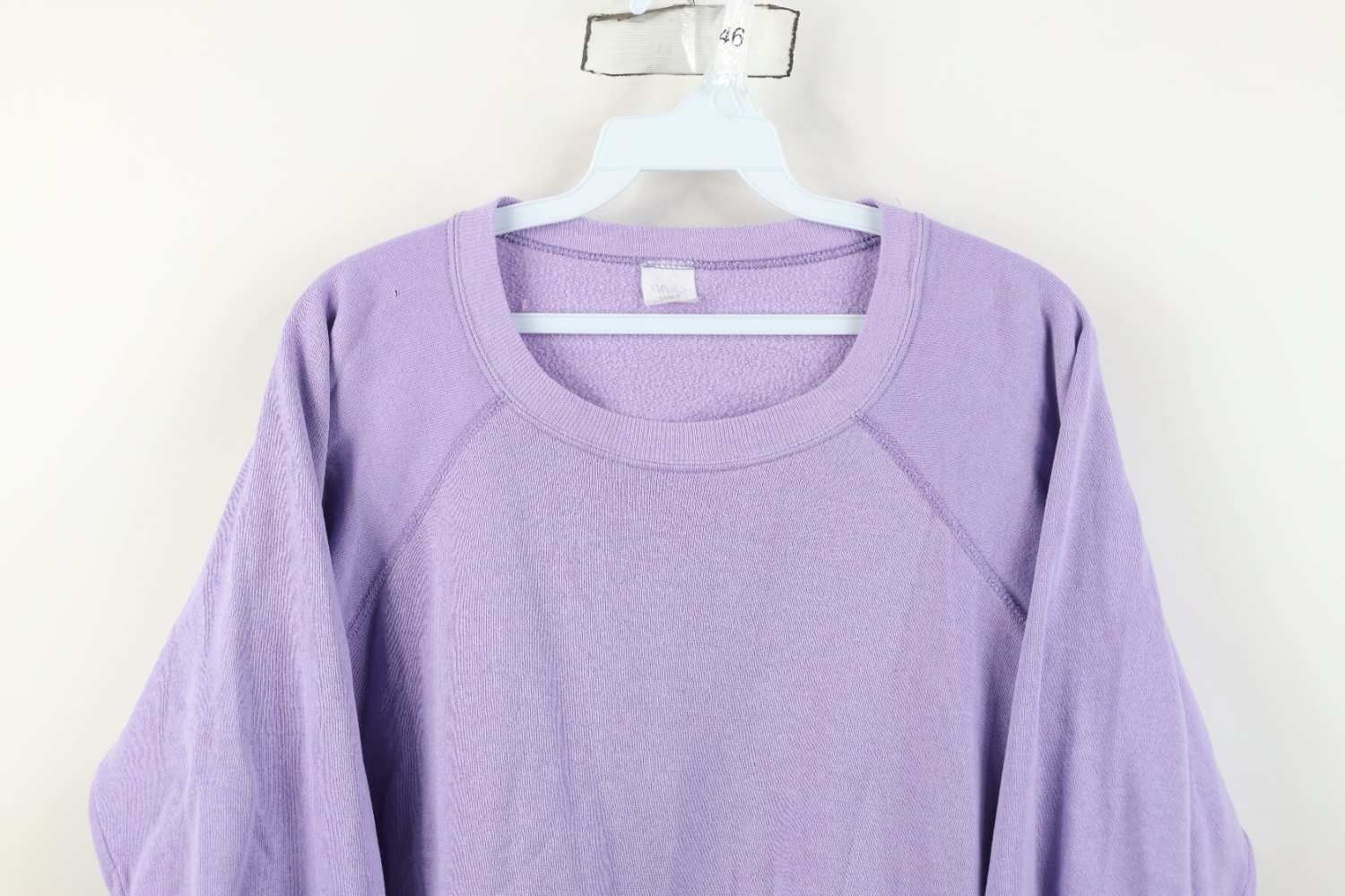 Vintage Vintage 70s 80s Streetwear Blank Raglan Sweatshirt Lilac USA Size L / US 10 / IT 46 - 2 Thumbnail