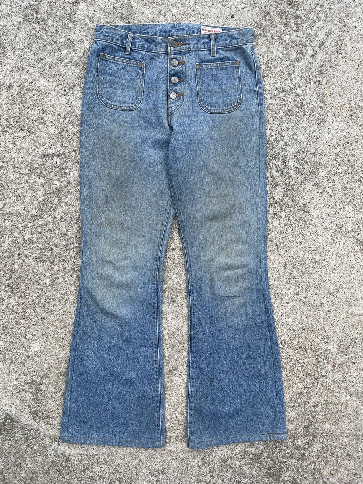 Japanese Brand 🔥 Mocking Bird Japan Bot-Cut Rusty Distressed Denim W29🔥 Size 29" - 2 Thumbnail
