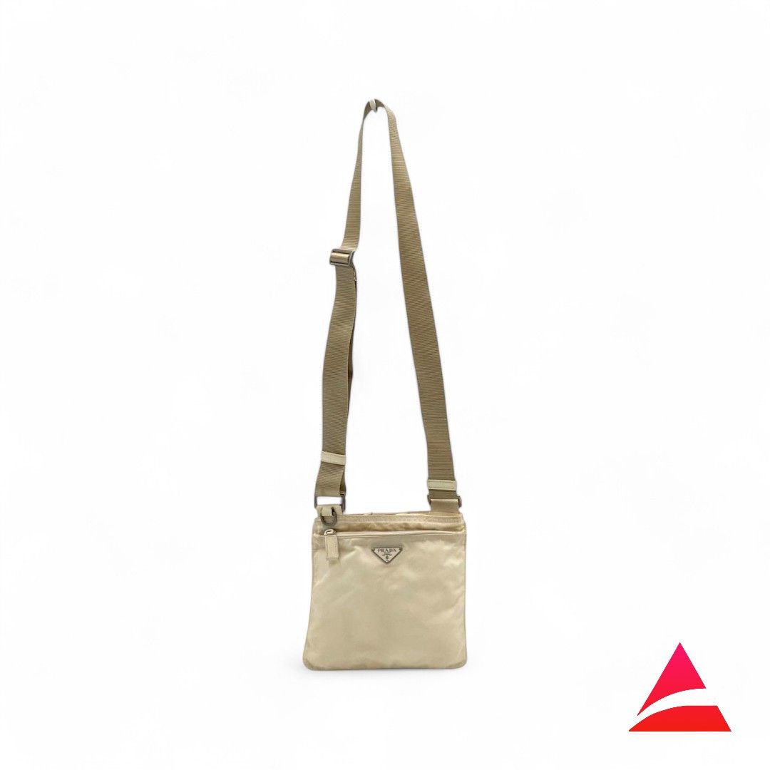 Prada Prada - Beige Handbag Shoulder Bag Nylon Triangle Logo Plate Size ONE SIZE - 1 Thumbnail