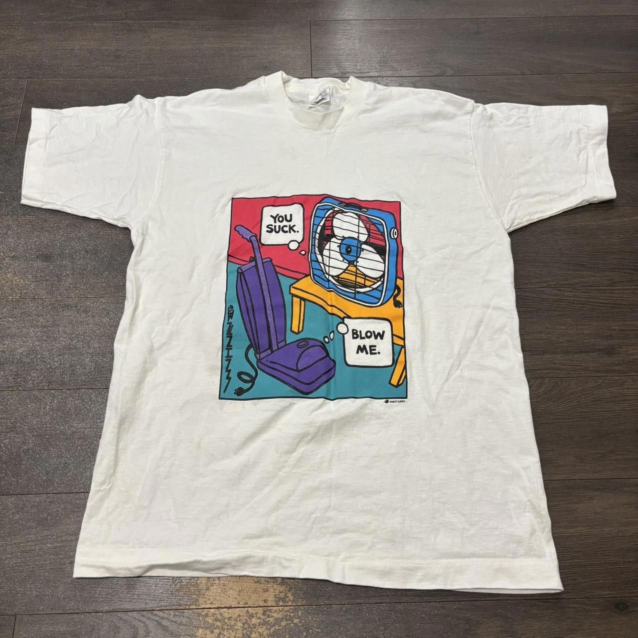 Fruit Of The Loom Vintage you suck blow me pop art t shirt 90s M/L Size US L / EU 52-54 / 3 - 3 Thumbnail