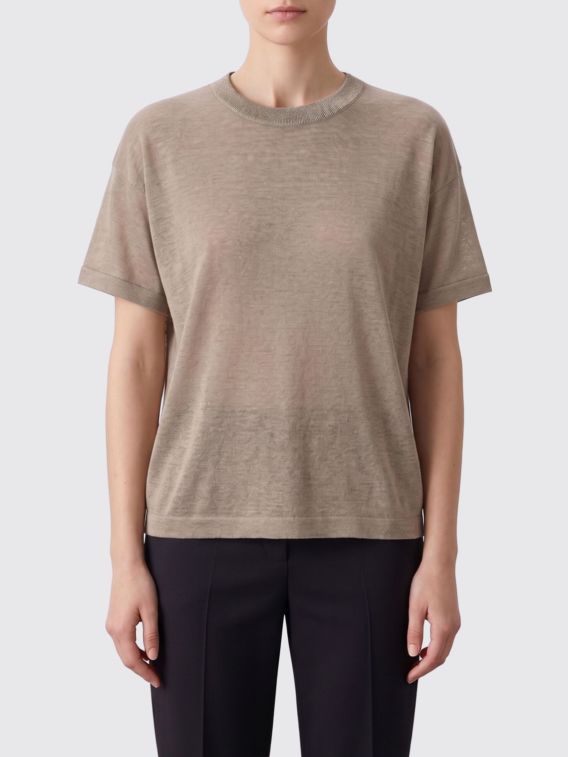 Brunello Cucinelli Brunello Cucinelli T-Shirt Woman Beige Size L / US 10 / IT 46 - 1 Thumbnail