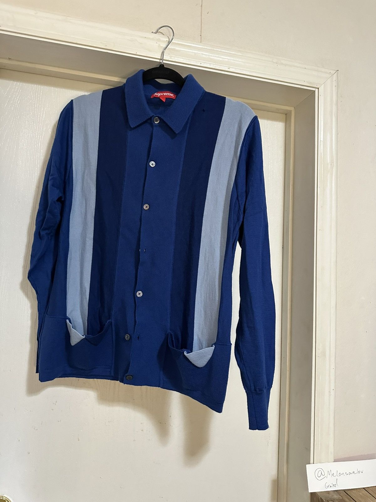Supreme Supreme Arrows Striped Polo Sweater - Blue, Medium Size US M / EU 48-50 / 2 - 1 Thumbnail
