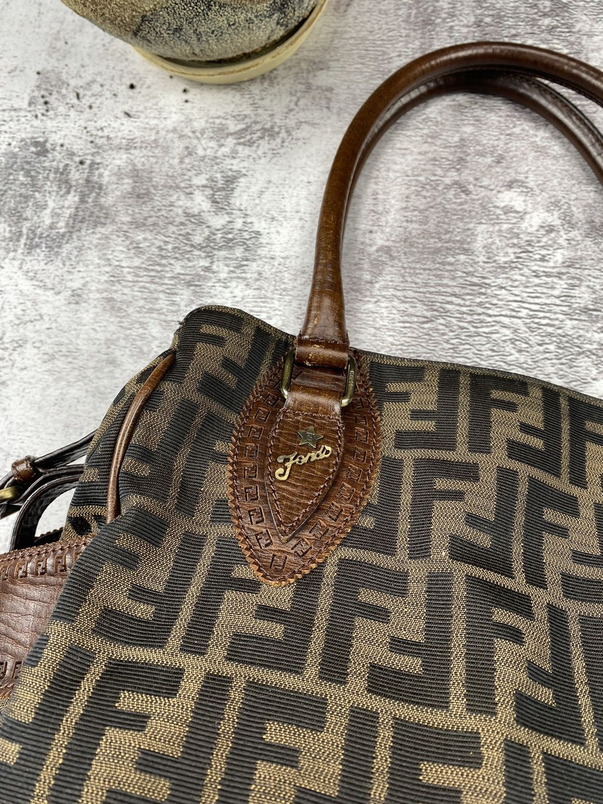 Fendi Fendi Roma Ethnico Zucca Canvas Monogram FF Brown Women’s Hand Shoulder Tote Bag Size ONE SIZE - 5 Thumbnail