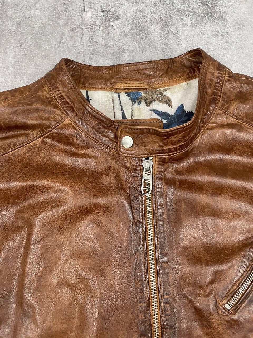 Milestone Milestone Vintage Men Leather Jacket Brown Zip Up Size US XL / EU 56 / 4 - 5 Thumbnail