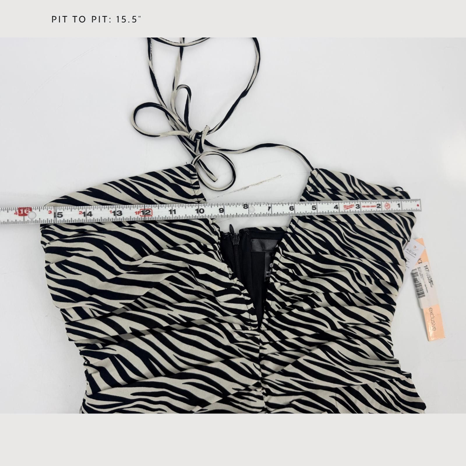 Aquascutum Aqua Zebra Ruched Mini Dress Halter NWT XS Going Out Size XS / US 0-2 / IT 36-38 - 6 Thumbnail