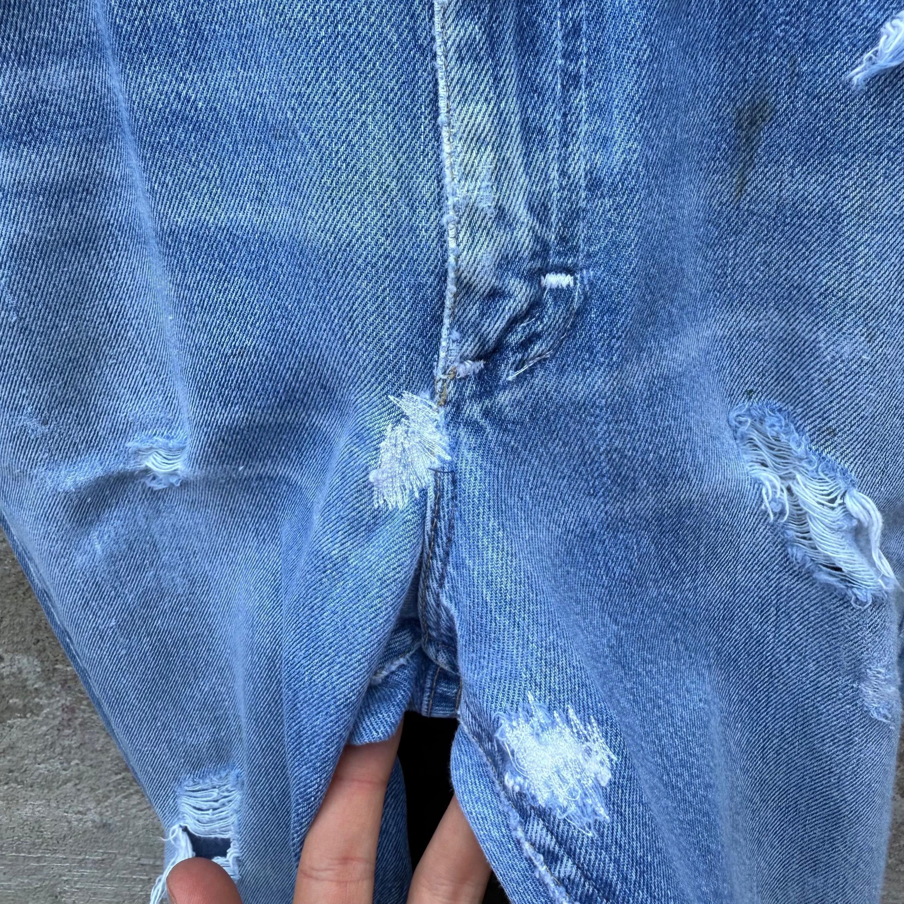 Lee 80's Lee Riders Thrashed & Repaired Denim Jeans Size US 30 / EU 46 - 3 Thumbnail