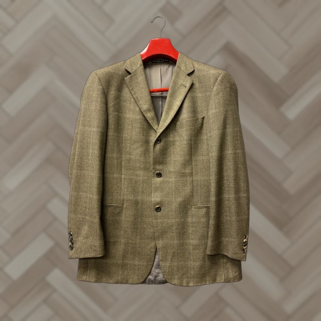 Hugo Boss VINTAGE HUGO BOSS Blazer 40R Green Plaid USA Mens Size 40R - 1 Thumbnail